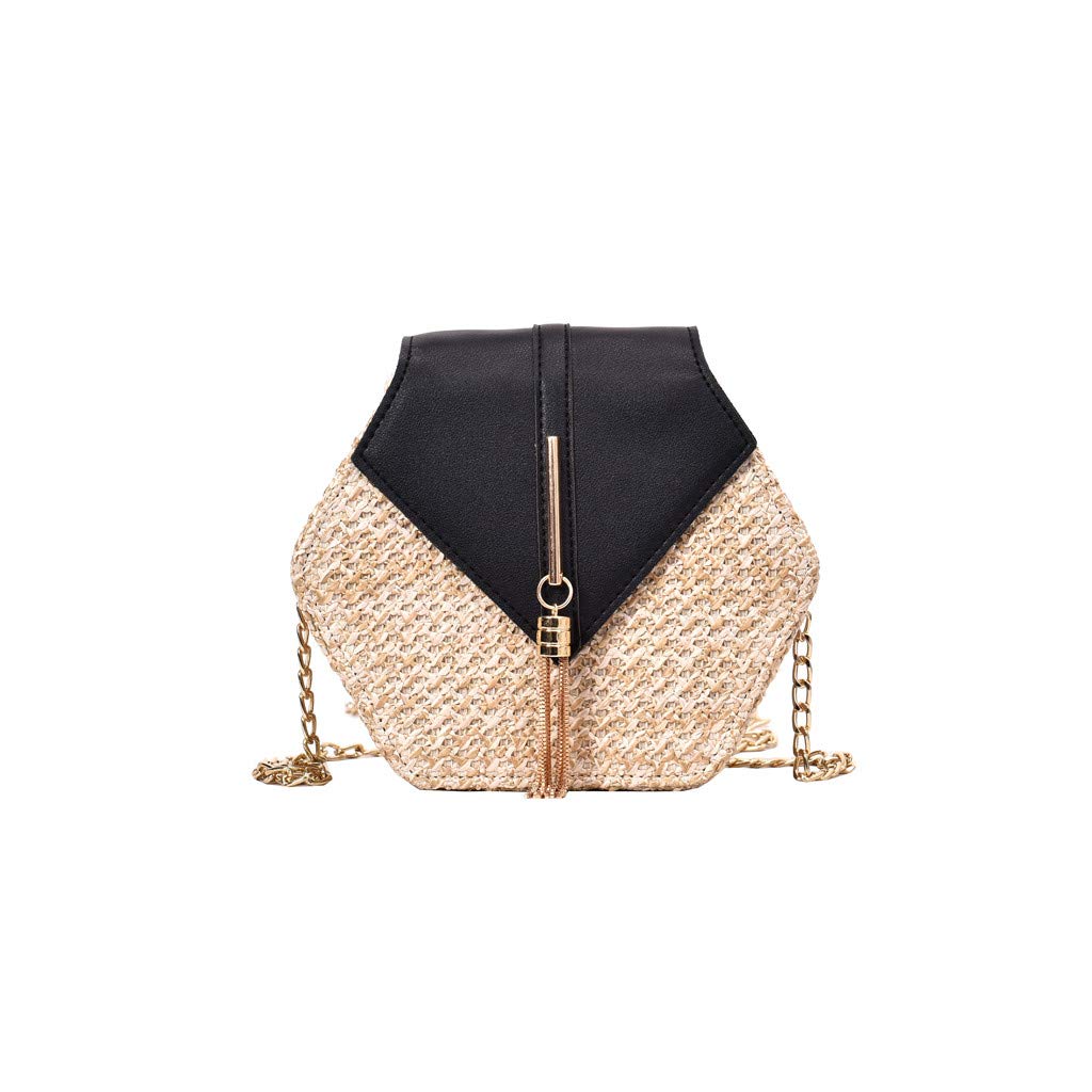 Stylish Women's Leather Crossbody Bag with Tassel & Chain Detail - Retro Woven Shoulder Purse for Everyday Use, Work, and Travel