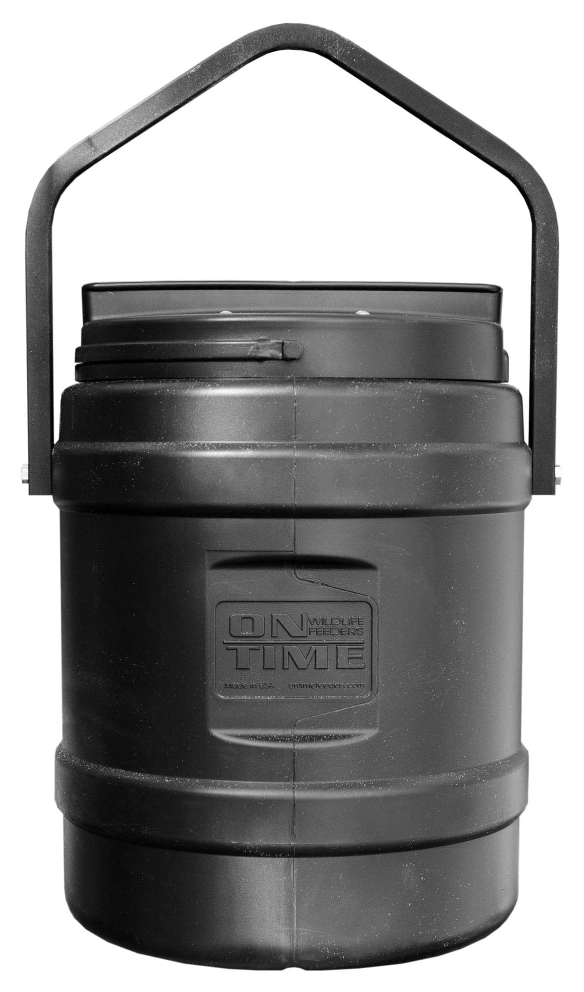 On Time Wildlife Feeders Rice Bran Feeder - Black 73000 - Durable Outdoor Animal Feeder for Deer, Birds & Wildlife - Perfect for Hunting, Wildlife Observation & Backyard Feeding