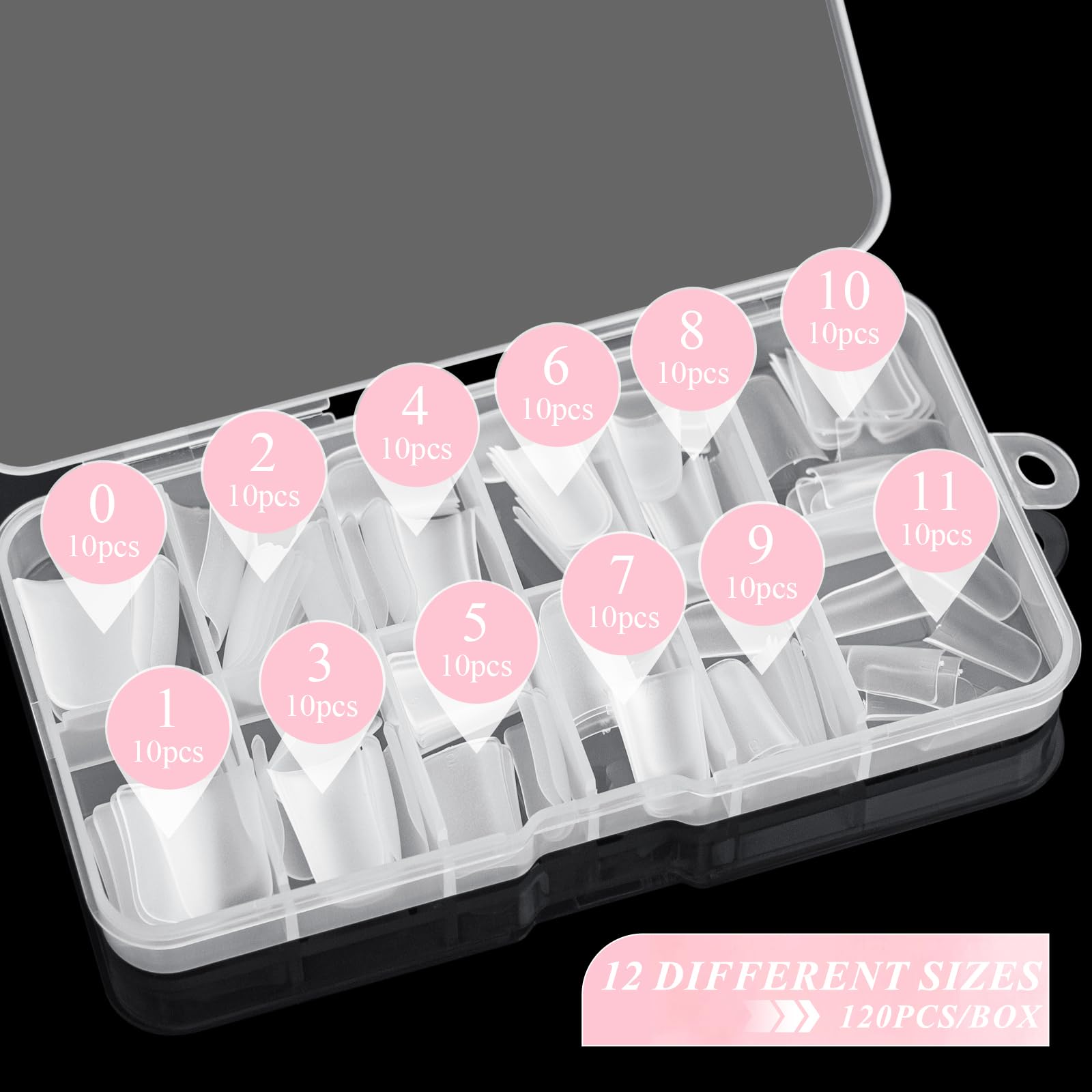 Duck Nail Tips Full Cover - 120Pcs Curved Acrylic False Nails for Extensions | Wide Short French Fake Nails DIY Kit with 12 Sizes | Perfect for Home Manicures, Salon Nail Art & Professional Nail Extensions