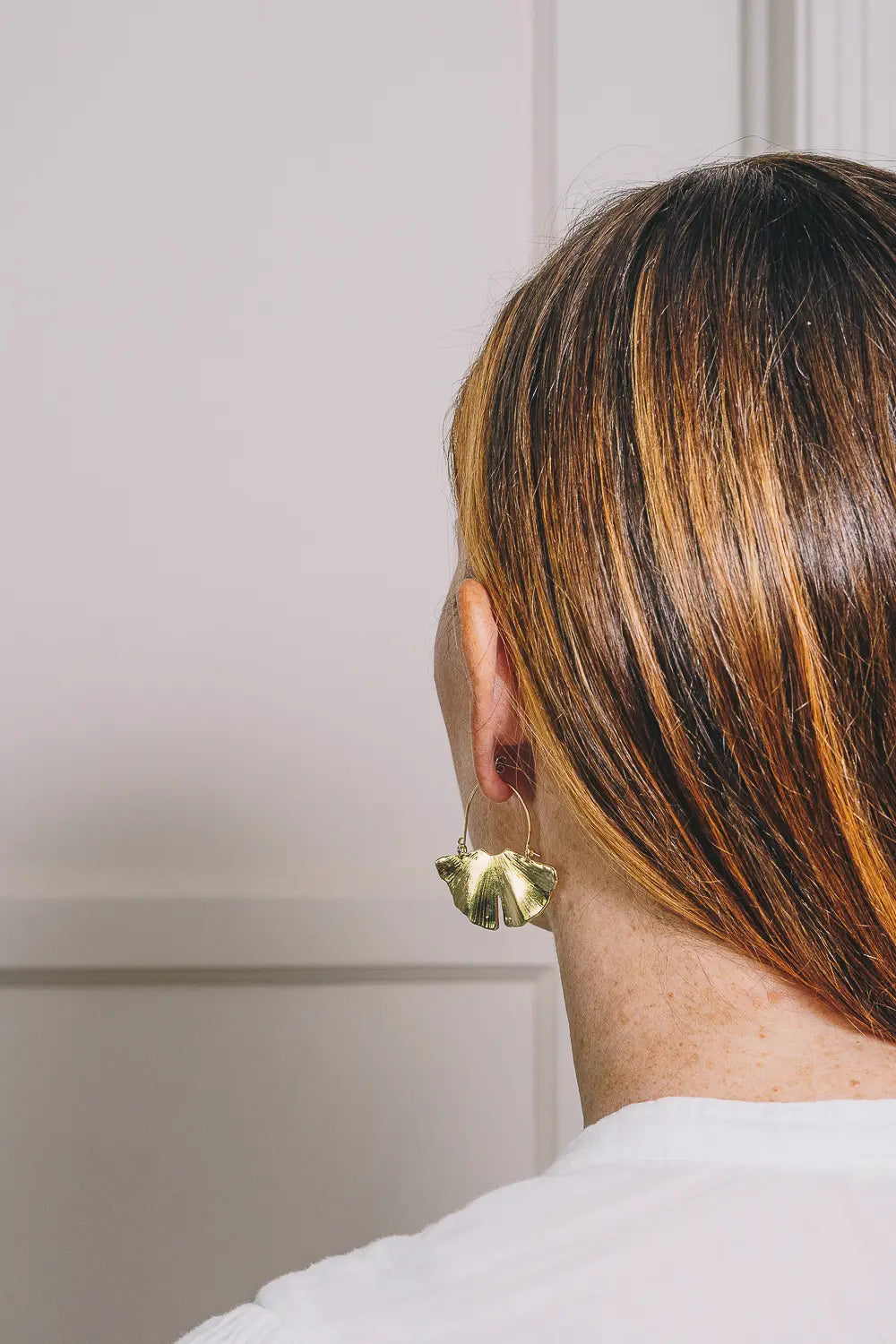 Elegant Ginkgo Leaf Hoop Earrings for Women - 18K Gold Plated Dangle Earrings - Perfect for Casual Wear, Office & Date Night