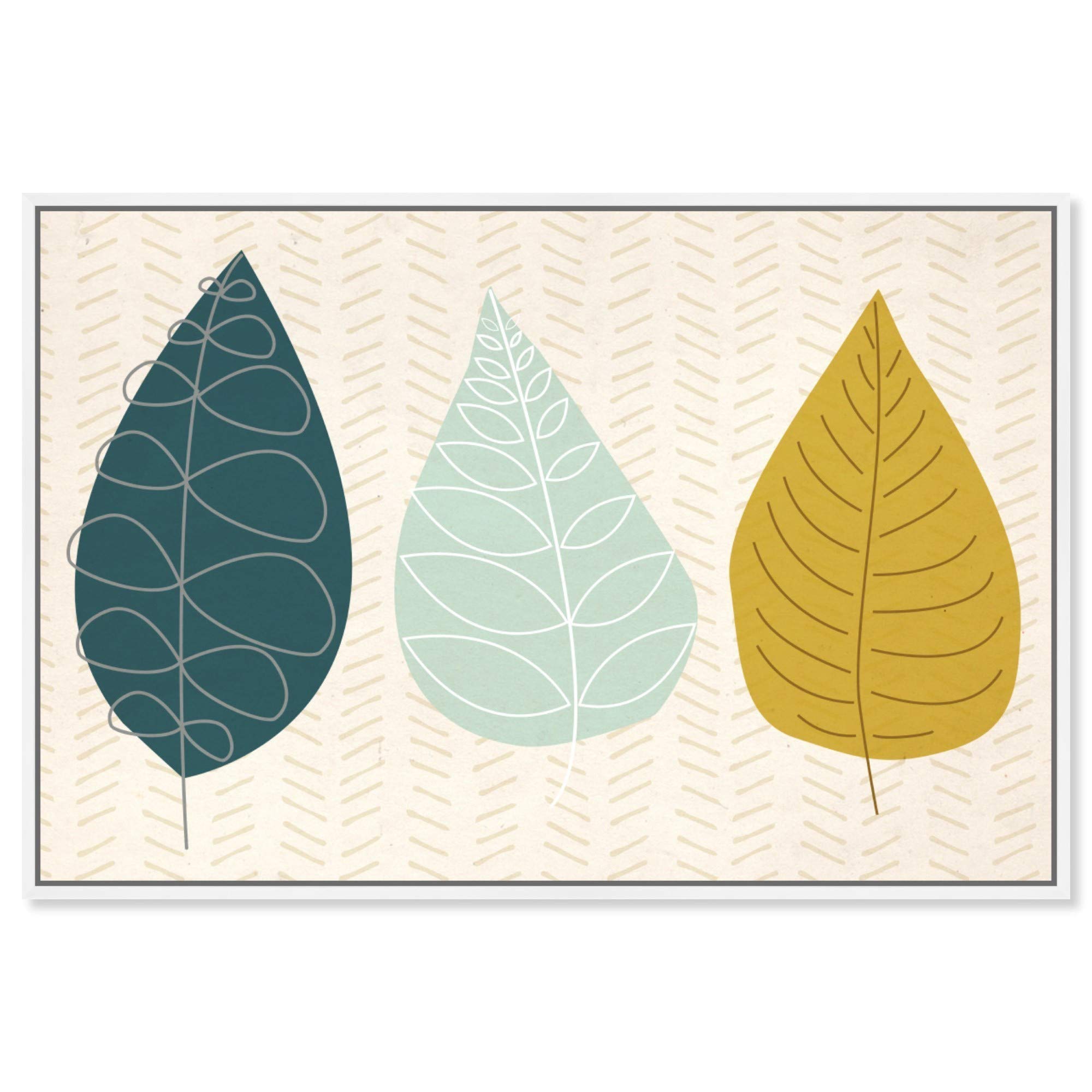 Oliver Gal Artist Co. 'World of Leaves' Floral Framed Canvas Wall Art - 24x16 Inch Green & Yellow Botanical Print for Living Room, Bedroom & Office Décor