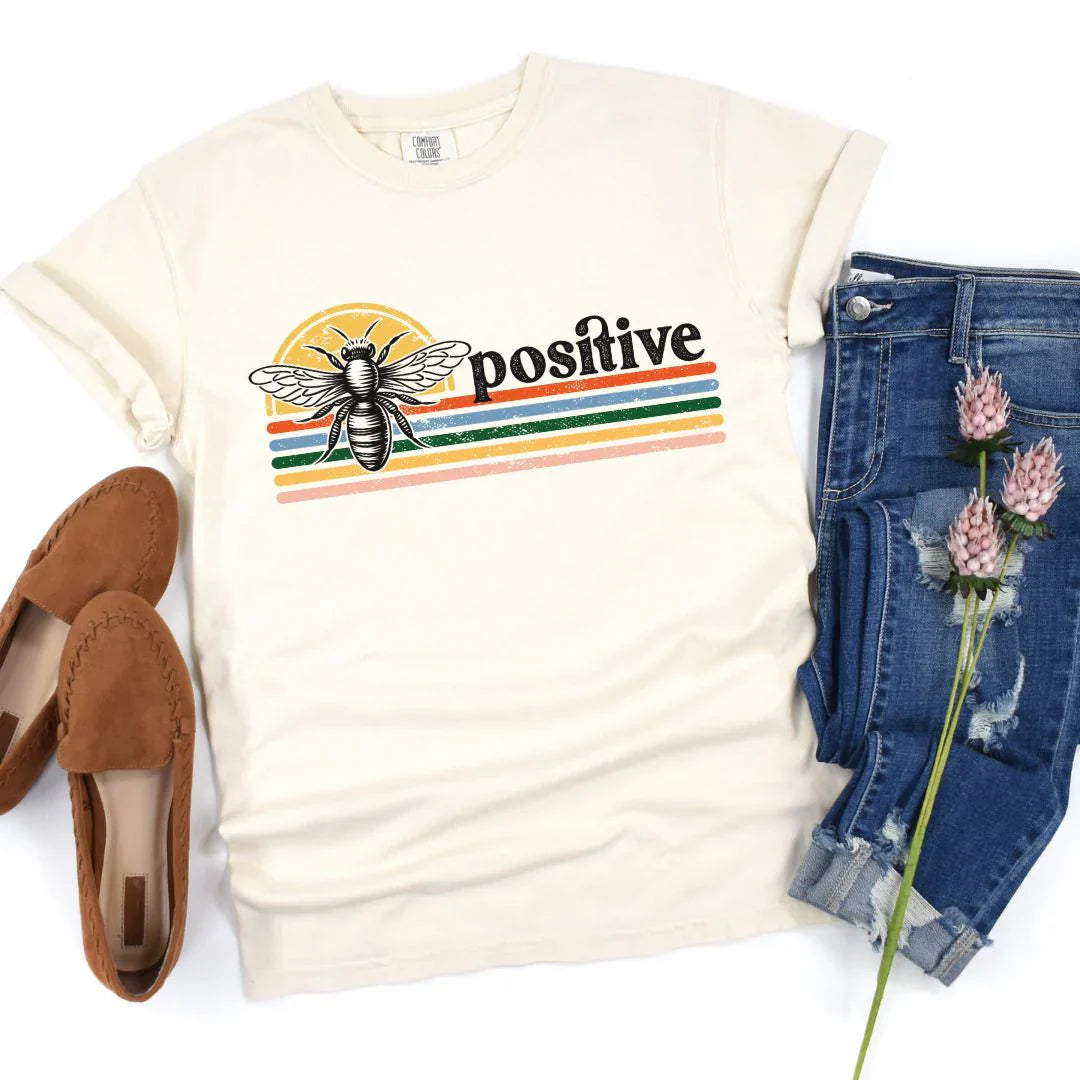 Bee Positive Graphic Tee - Cute Honeybee Design Cotton T-Shirt for Women & Men | Casual Wear, Summer Outfits, Street Style & Positive Vibes