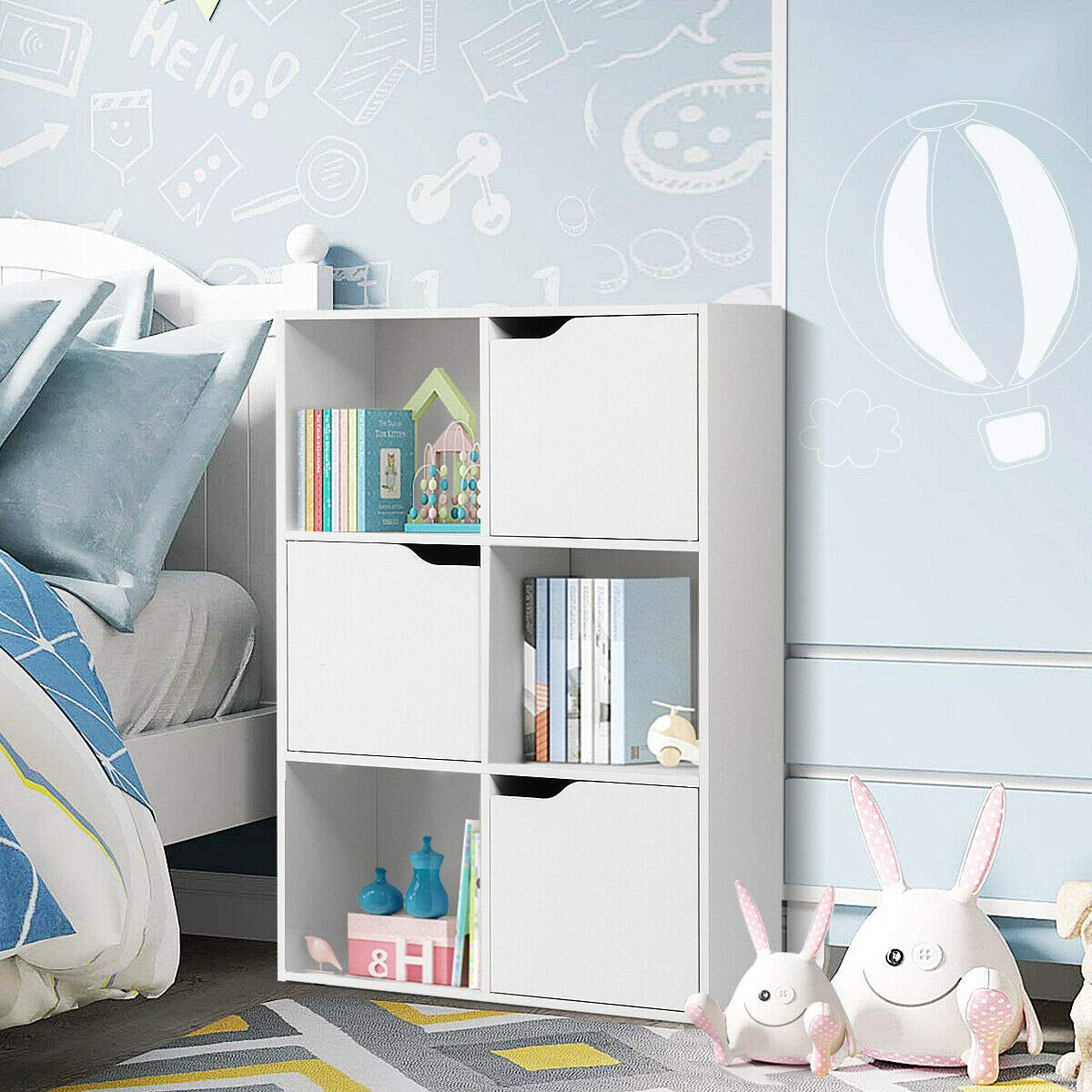 Modern 6-Cube Multifunctional Storage Bookcase - 3-Tier Cube Cabinet Shelf with Sturdy & Waterproof Design for Bedroom, Living Room, Office - Perfect for Organizing Books, Toys, Decor & Room Dividers