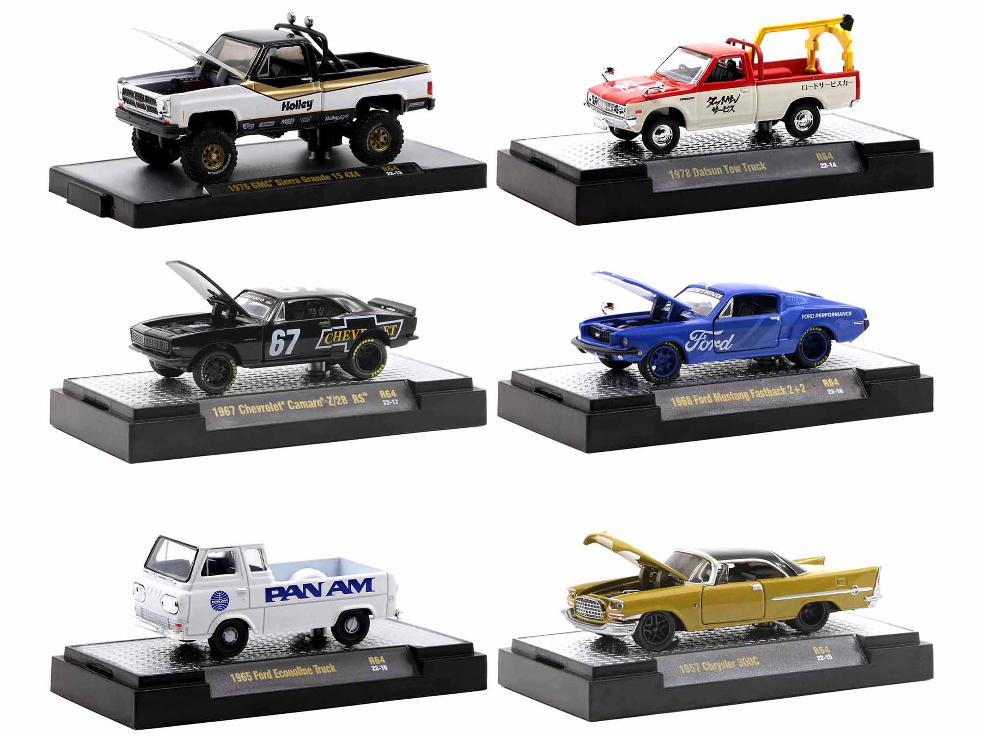 M2 Machines 1/64 Scale Diecast Model Cars - Limited Edition Set of 6 Collectible Vehicles in Display Cases (Only 9600 Made Worldwide) - Perfect for Car Enthusiasts, Collectors, and Home/Office Decor