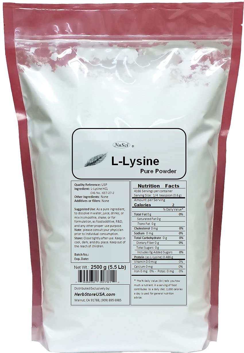 Pure L-Lysine HCl Powder 500g (1.1 lb) - Amino Acid Supplement for Immune Support & Collagen Production - Perfect for Protein Shakes, Smoothies & Daily Wellness
