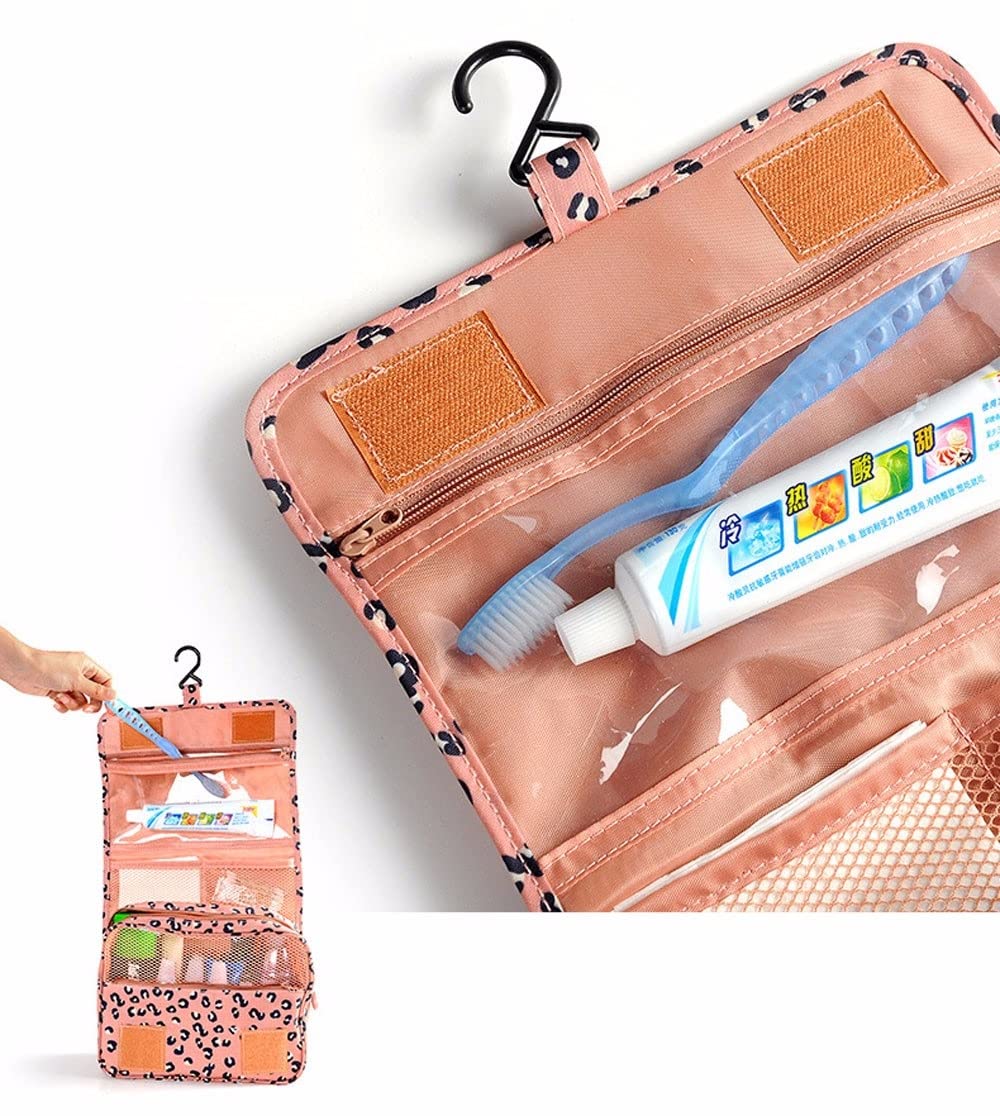 BANQLYN Extra Large Hanging Toiletry Bag - Waterproof Travel Organizer for Men & Women - Durable Nylon Cosmetic & Bathroom Storage - Perfect for Shower, Makeup Brushes, Toiletries (Dark Pink) - Ideal for Camping, Gym, Vacation & Business Trips