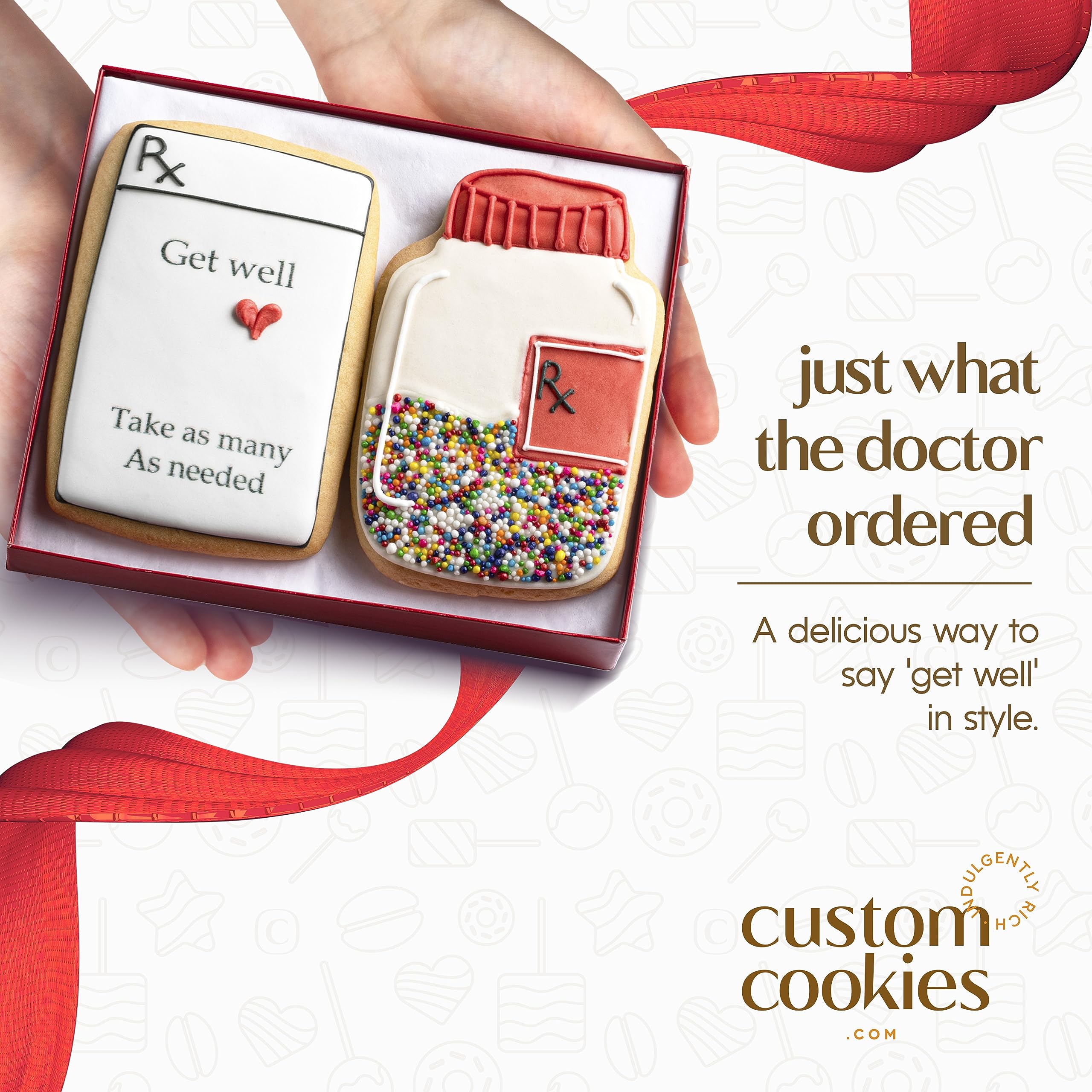 Custom Get Well Soon Cookies - Set of 2 Kosher Vanilla Sugar Cookies with Decorations - Thoughtful Gift for Men, Women & Kids - Perfect for Surgery Recovery, Hospital Visits & Care Packages - Express Your Feel Better Wishes