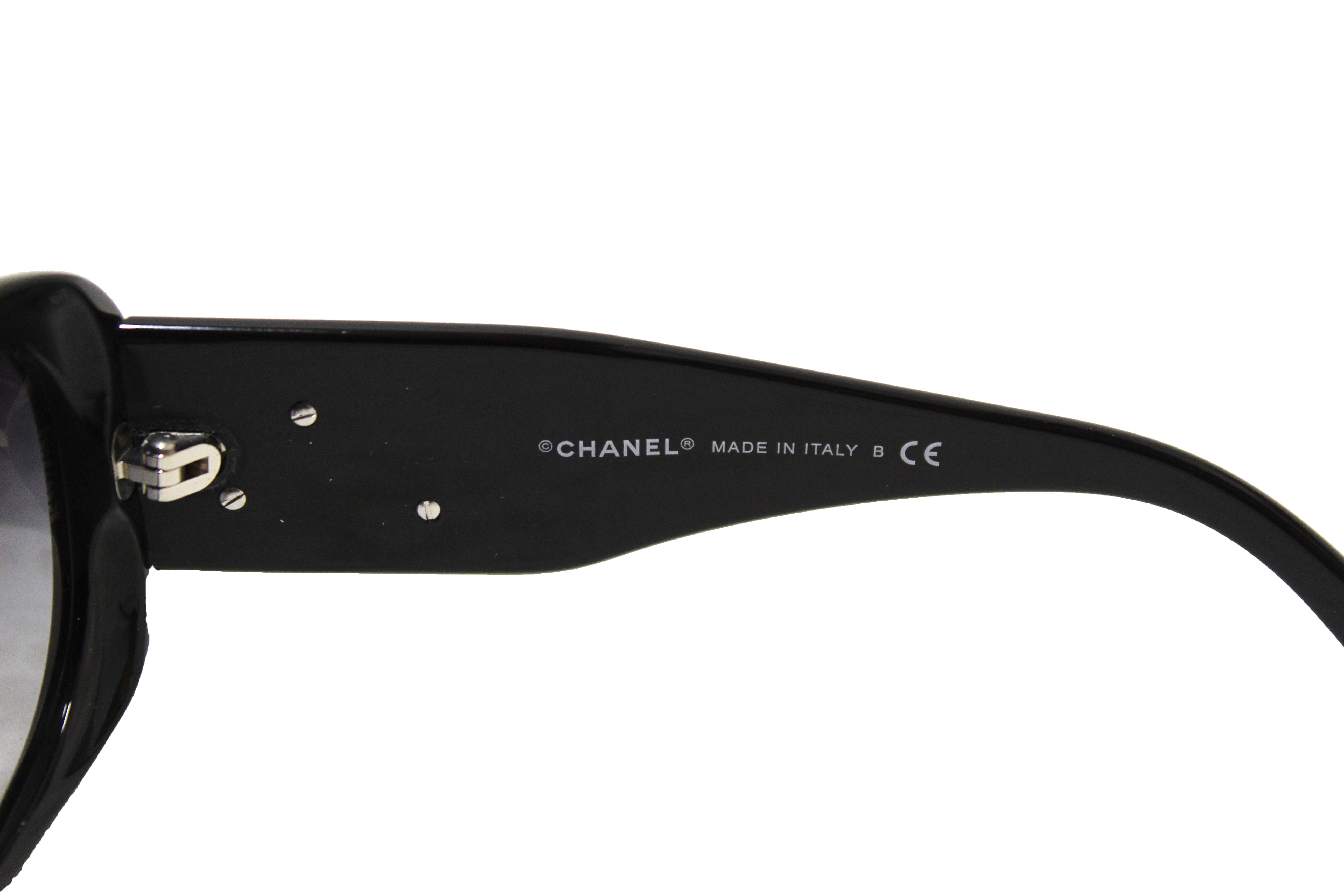 Authentic Chanel Black Oval Sunglasses with Red Camellia Flower Design - Luxury Fashion Accessory for Women, Perfect for Beach, Vacation & Summer Outfits