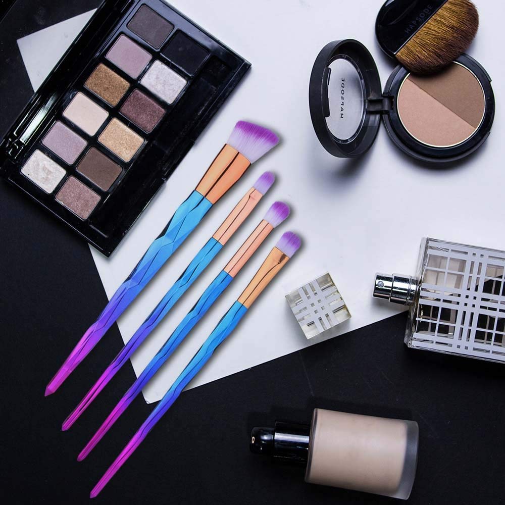 Premium 7-Piece Makeup Brush Set - Crystal Diamond Cut Synthetic Bristles for Foundation, Blending, Blush, Concealer, Eye & Lip Makeup | Complete Professional Makeup Kit for Powder, Liquid & Cream Cosmetics | Perfect for Everyday Makeup, Travel & Professional Makeup Artists