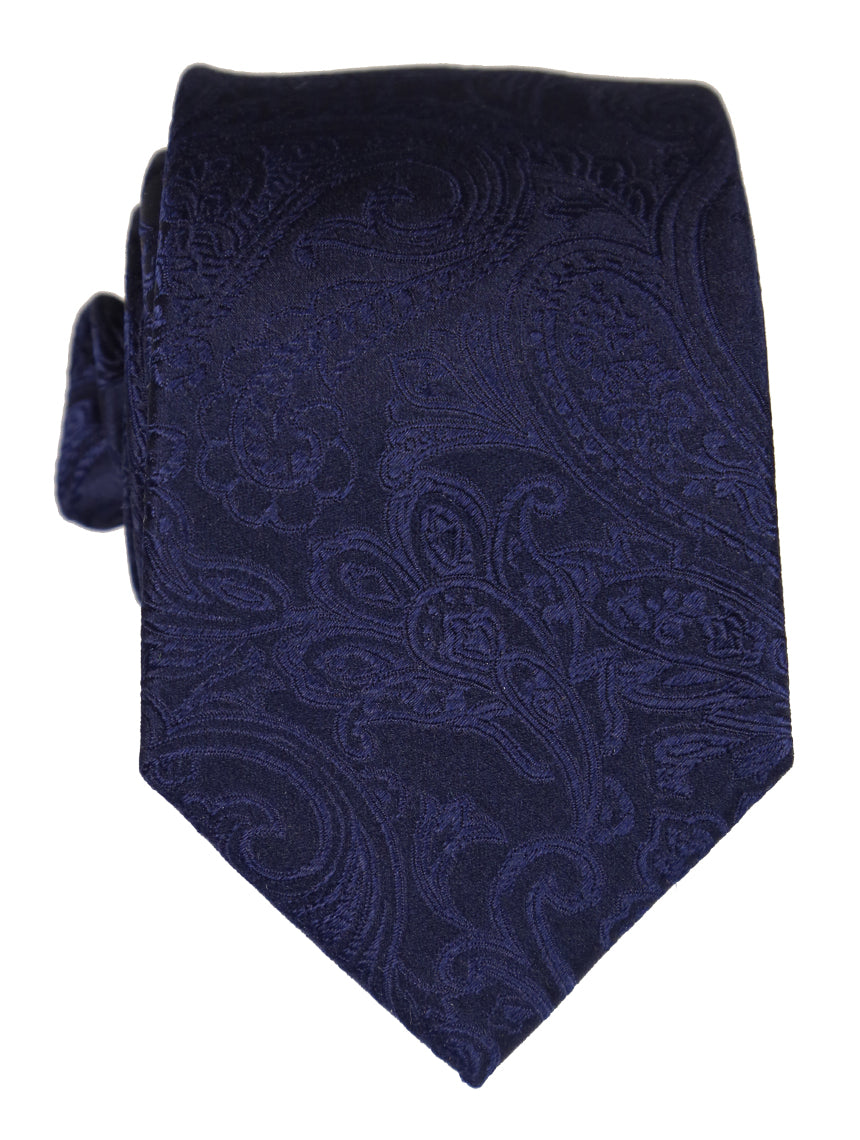DÉCLIC Classic Paisley Tie for Men - Navy Blue Silk Necktie - Perfect for Weddings, Business Meetings & Formal Events