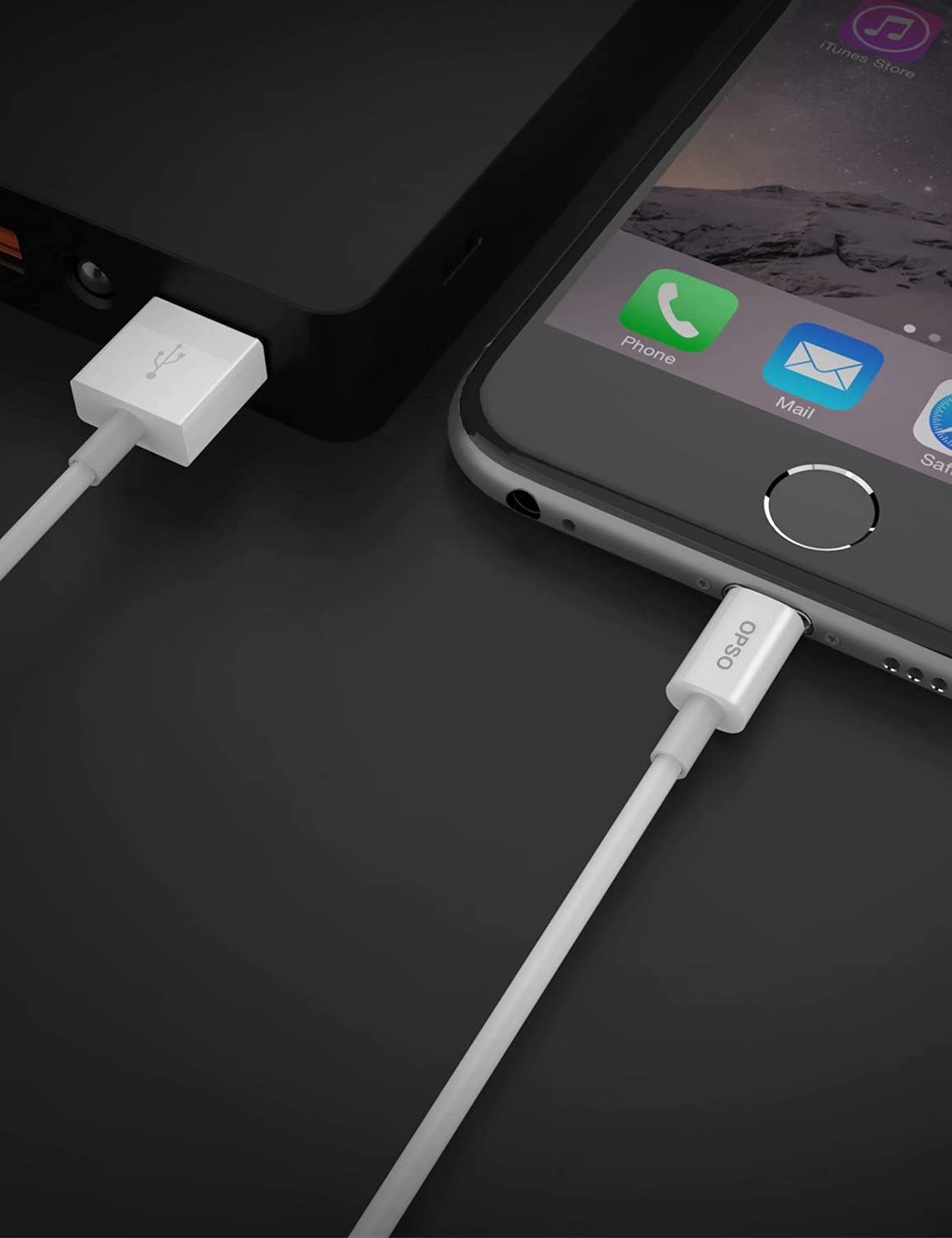 OPSO 3.3ft MFi Certified Lightning Cable - USB A to Lightning Charger for iPhone 14/13/12/11/XS/XR/8/7/6 - Fast Charging & Sync - Durable White Cable (1 Pack) - Perfect for Home, Office & Travel Charging