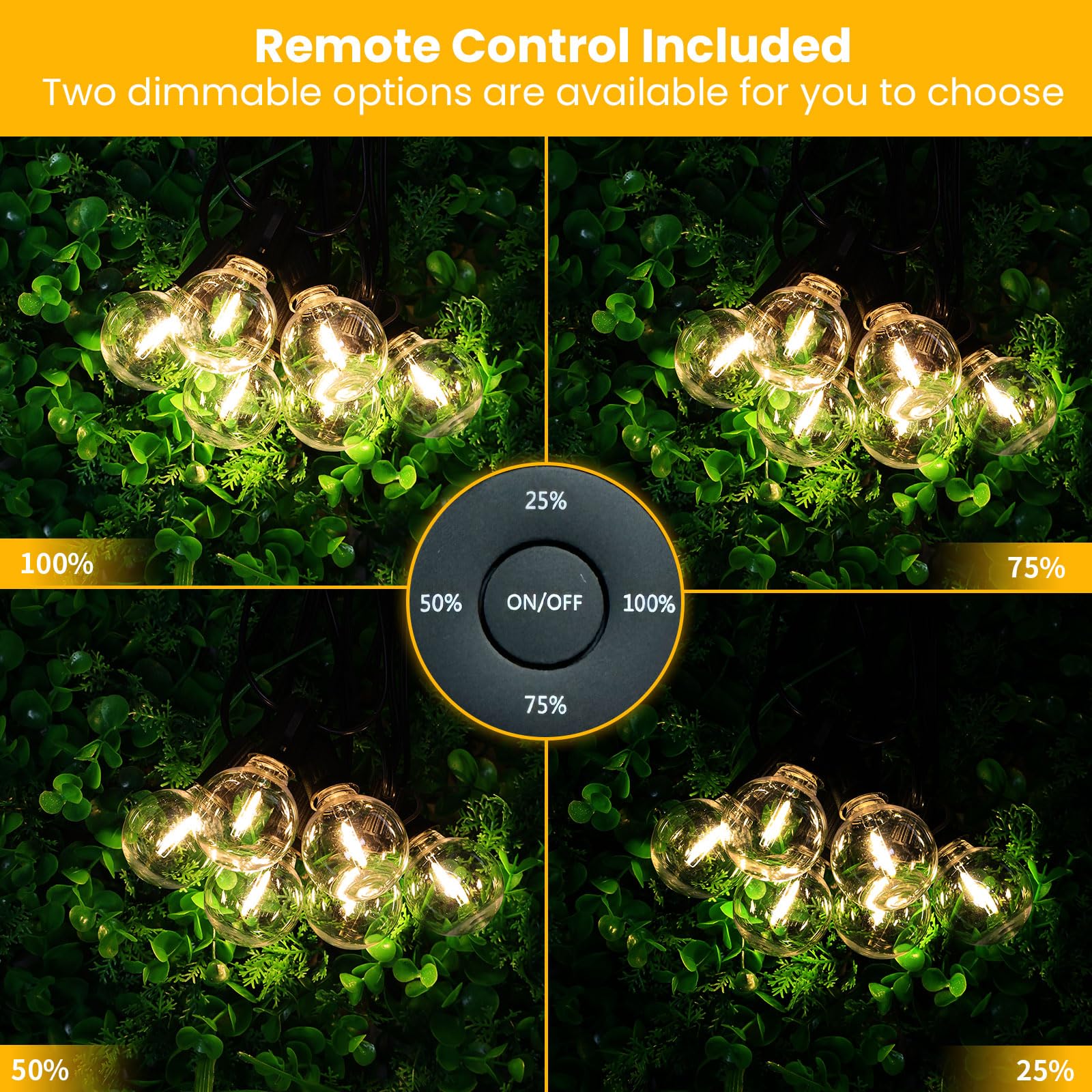 Yuusei 150Ft Waterproof Outdoor String Lights with Remote - Dimmable LED Patio Lights for Porch, Balcony, Bistro & Cafe Decor