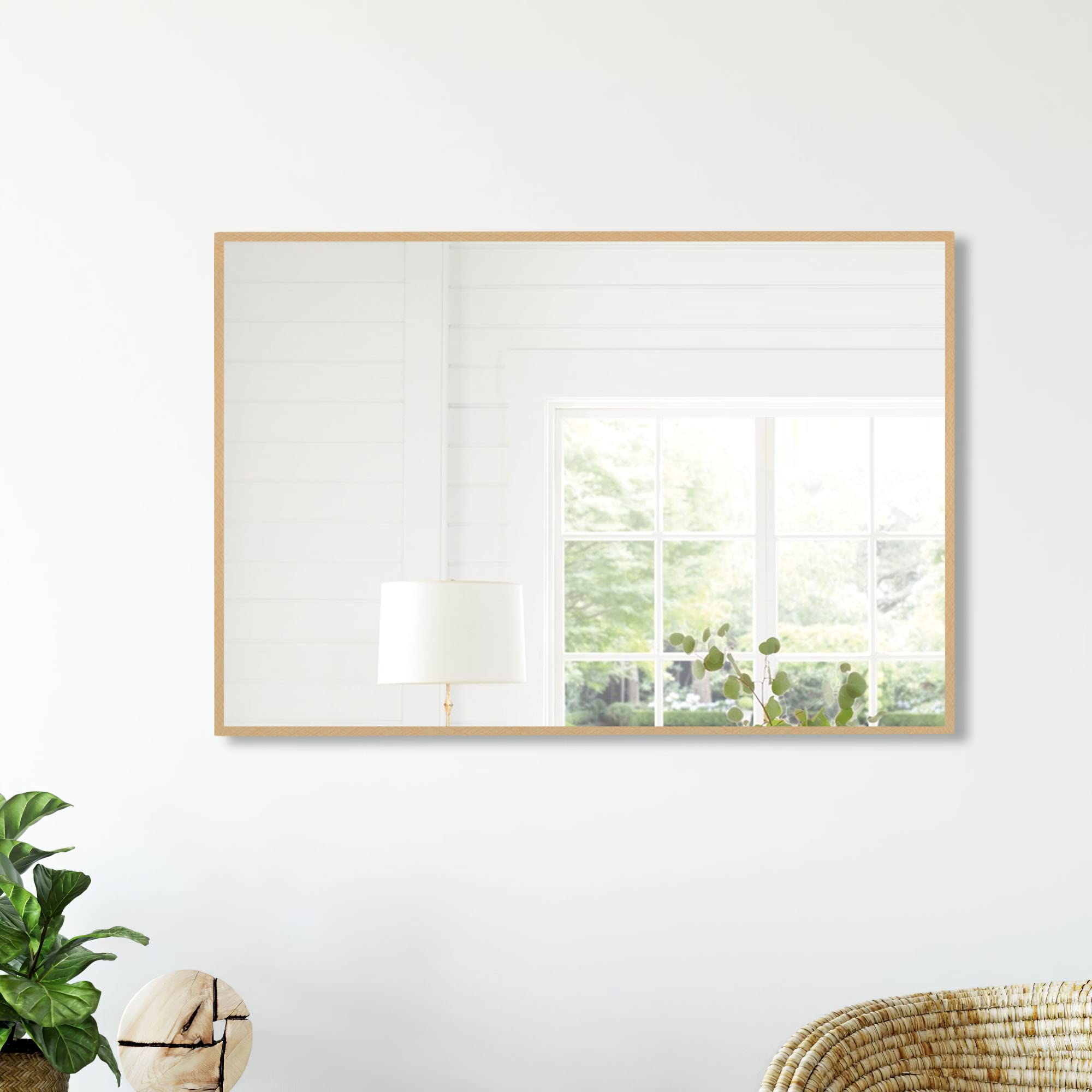 NeuType 32x24 Inch Gold Wall Mirror - Bathroom Mirror with Polystyrene Frame, Large Wall Mounted Mirror for Shower, Farmhouse Decor, Living Room & Bedroom