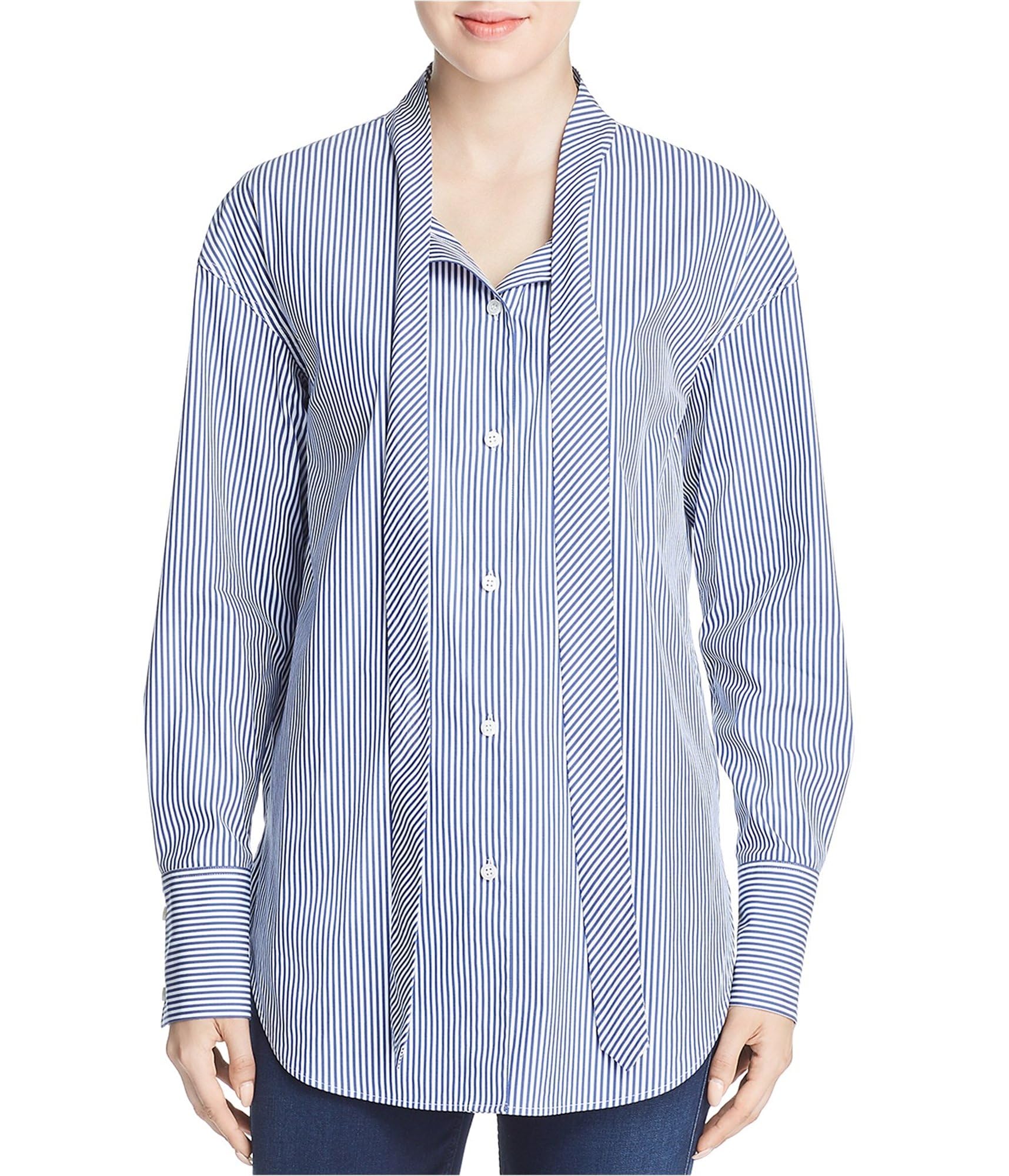 Theory Women's Long Sleeve Tie Neck Blouse - Elegant Office Wear & Casual Weekender Top for Work & Weekend Outings