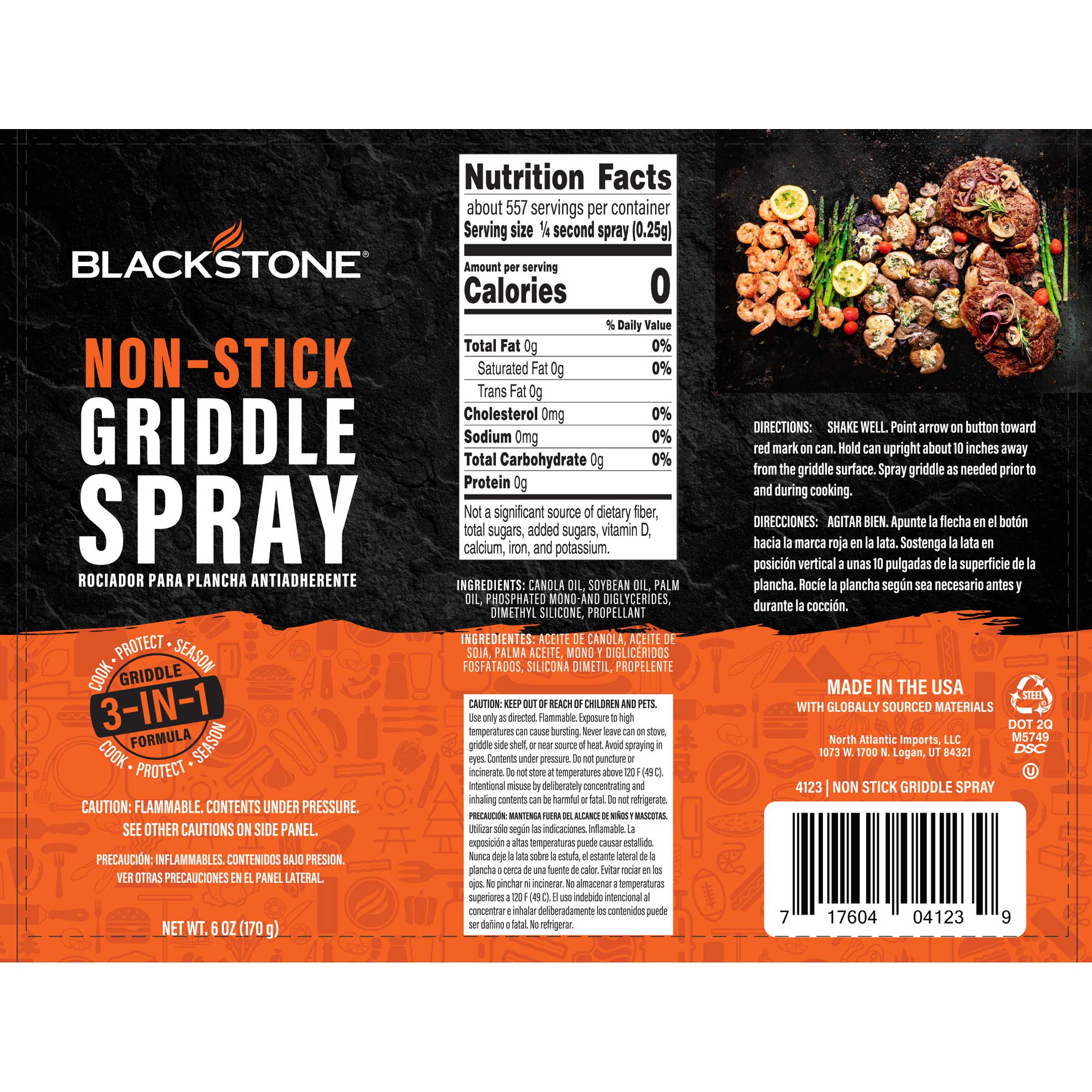 Blackstone Griddle Spray - Non-Stick Cooking Oil for Flat Top Grills & Griddles - Perfect for Outdoor Cooking, Camping, and Backyard BBQs