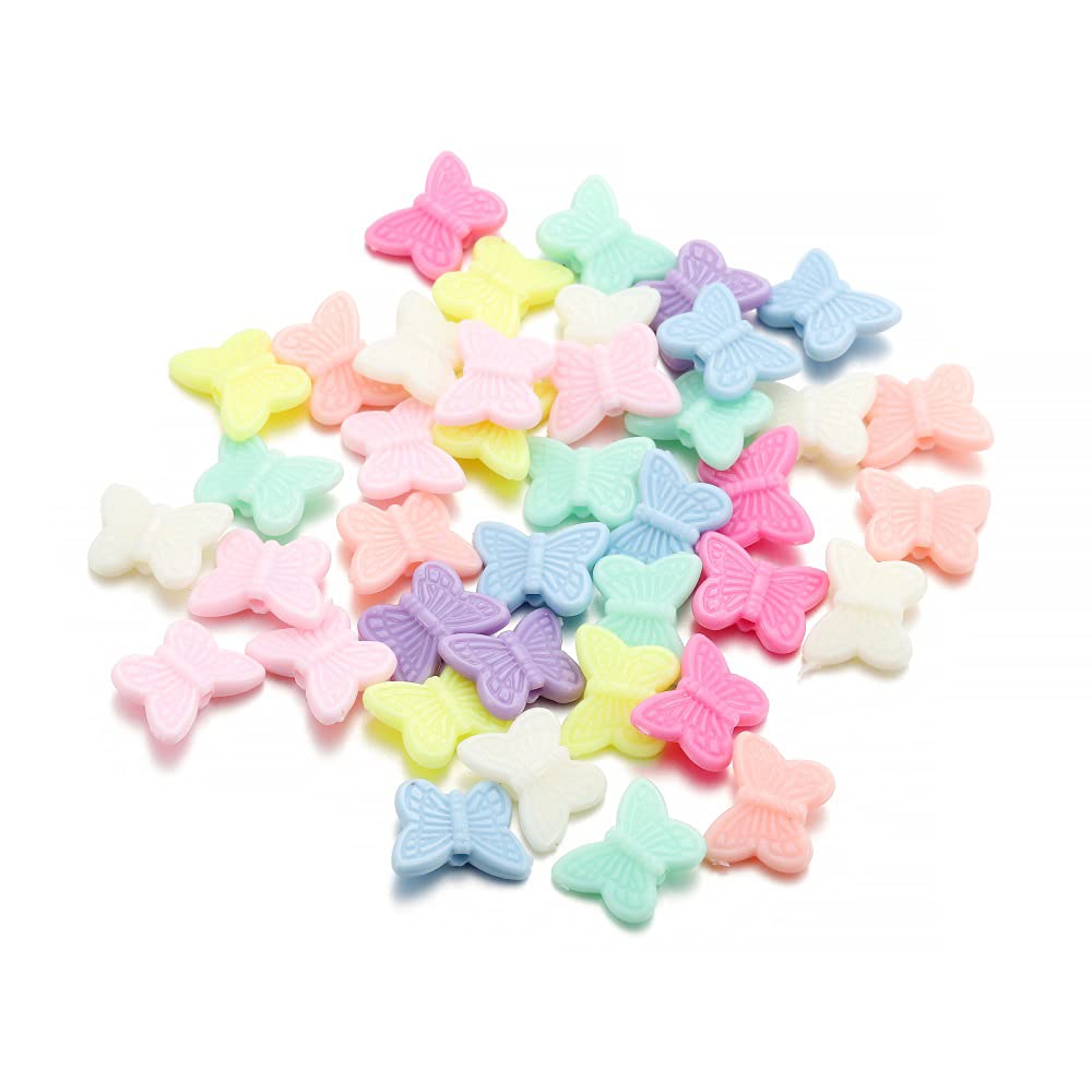 AGCFABS 100-Piece Acrylic Butterfly Charm Beads for DIY Jewelry Making - Spacer Beads for Bracelets, Necklaces & Craft Projects - Multi-Style Loose Beads Jewelry Findings (Great for Gifts, Party Favors & Scrapbooking)