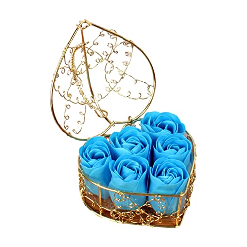 6Pcs Rose Petal Shaped Scented Soap with Artificial Flowers - Floral Bath Soap for Women, Gift Box Included | Perfect for Mother's Day, Bridal Showers & Home Decor