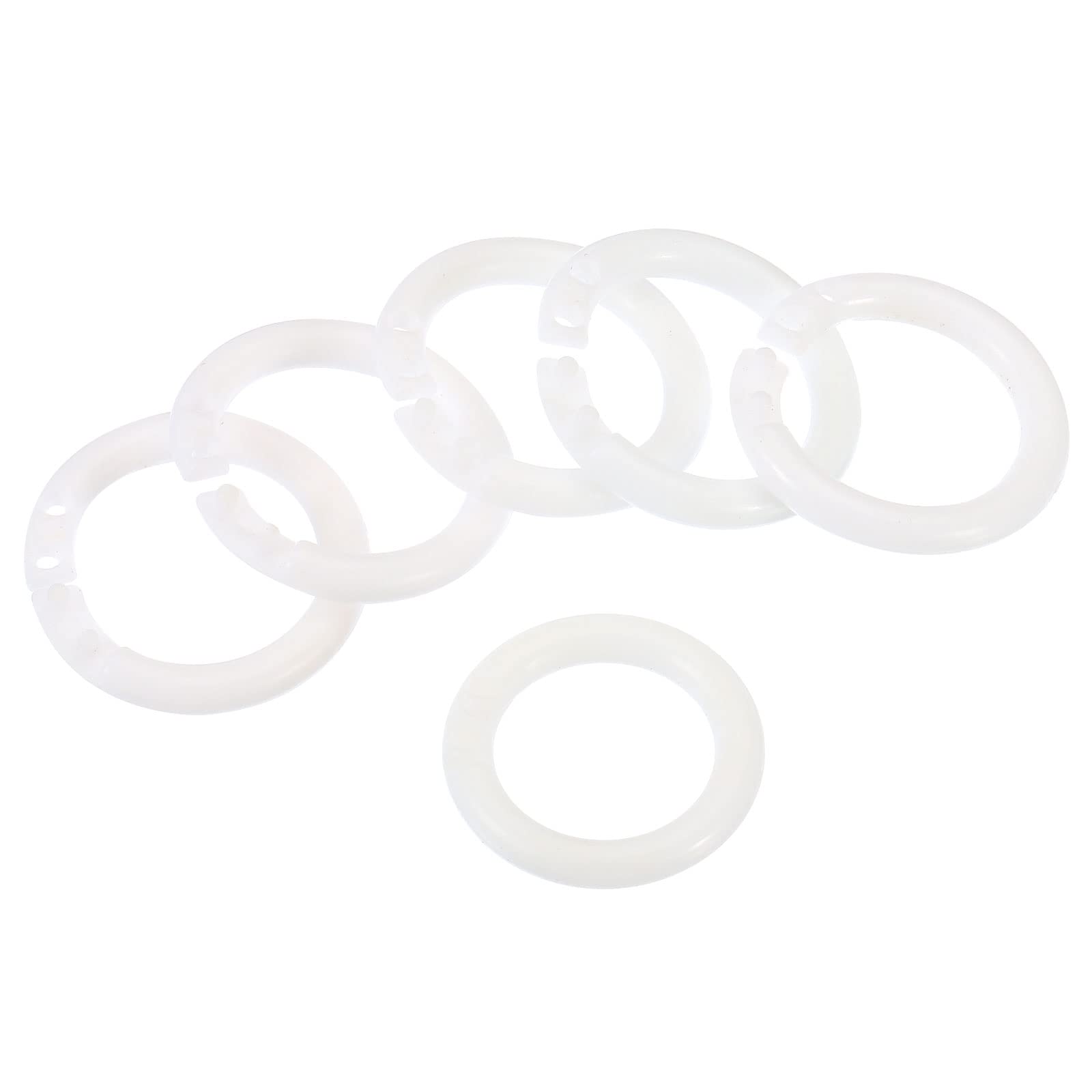 PATIKIL 50-Pack White Plastic Binder Rings (0.8