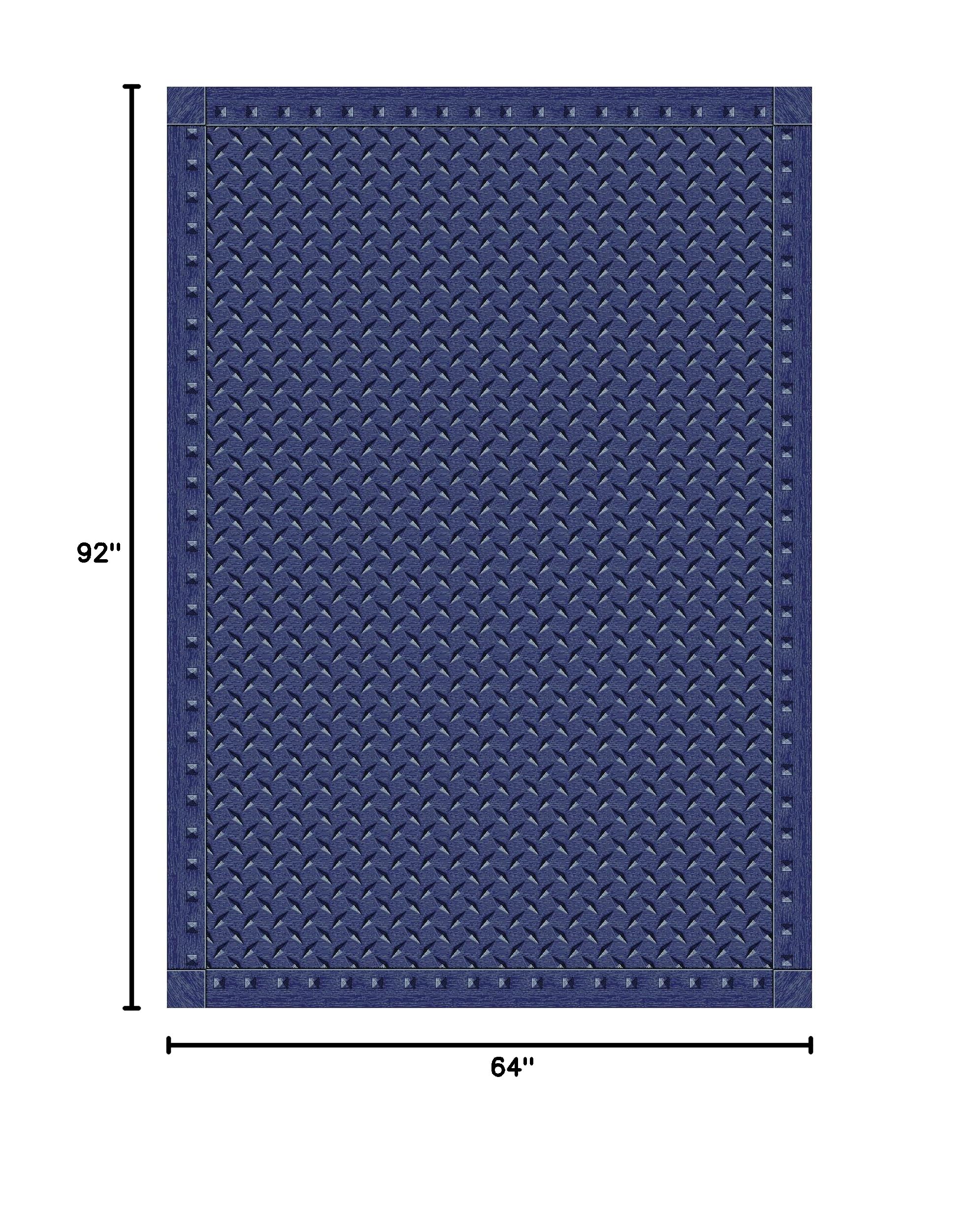 Joy Carpets Kaleidoscope Diamond Plate Whimsical Area Rugs - Soft Non-Slip Kids Playroom Rug, Stain Resistant Steel Blue Carpet for Living Room, Bedroom & Nursery Decor