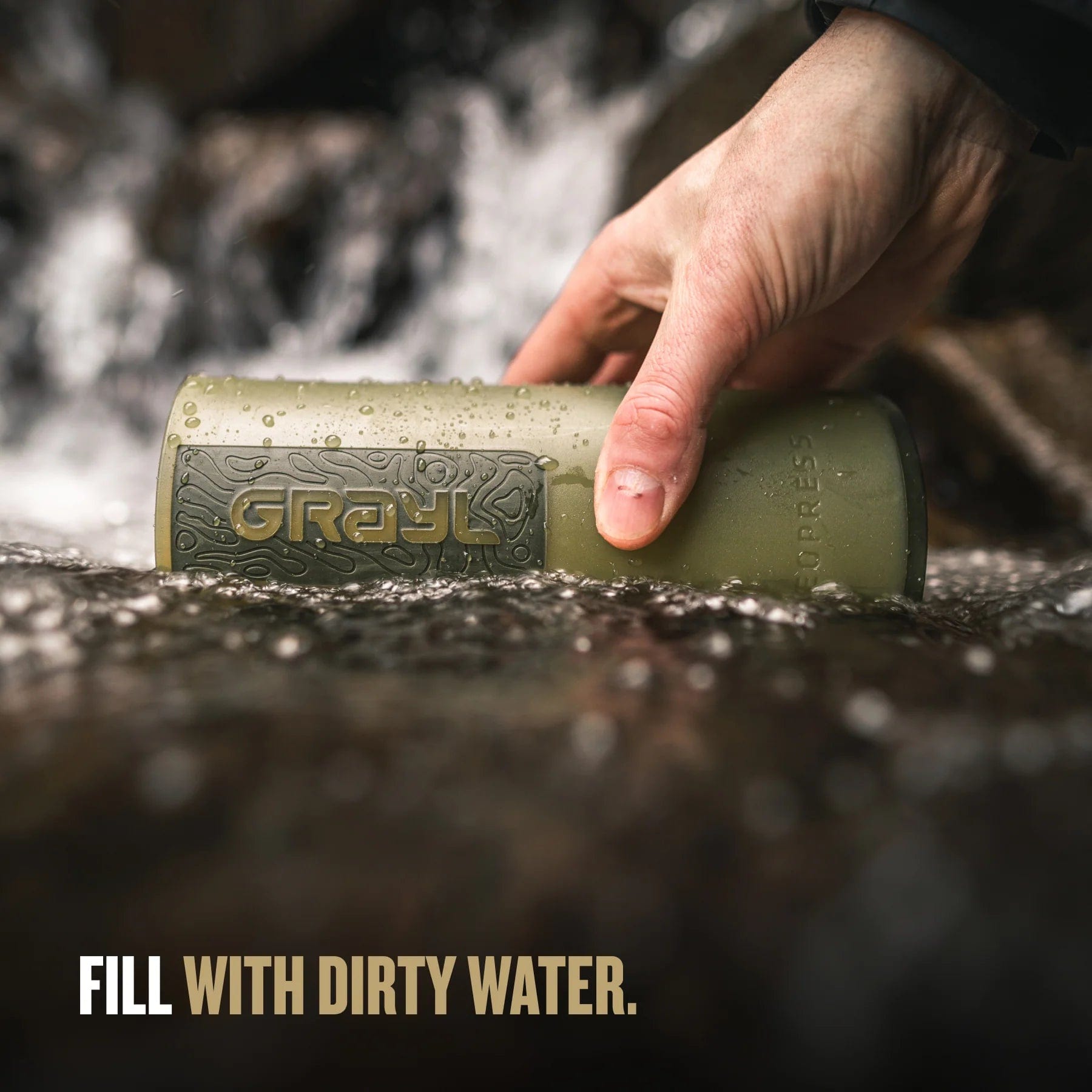 GRAYL GeoPress 24oz Water Purifier Bottle - Portable Filtration System for Travel, Hiking & Emergency Preparedness