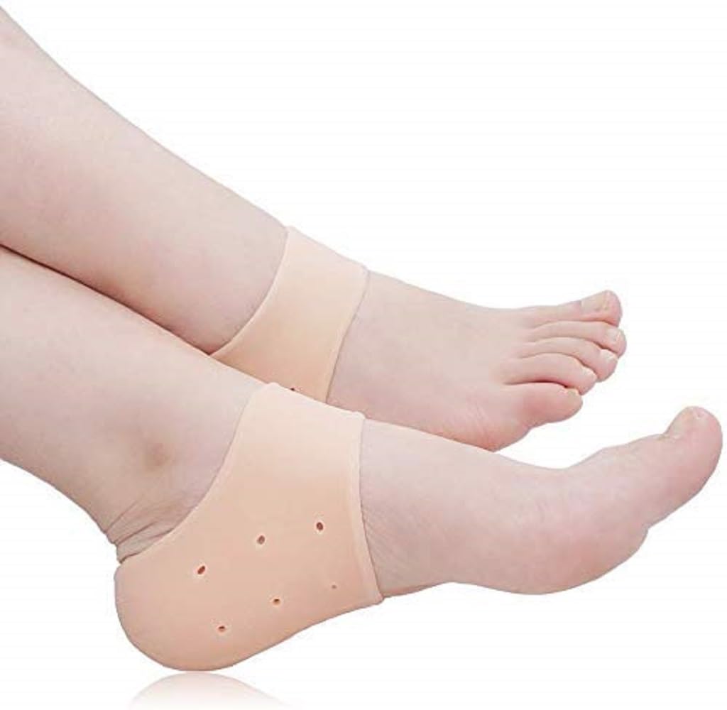 Heel Protectors for Men & Women - Soft, Flexible & High Elasticity Heel Pads & Sleeves for Pain Relief & Comfort | Ideal for Outdoor, Office & Home Use (Skin Color)