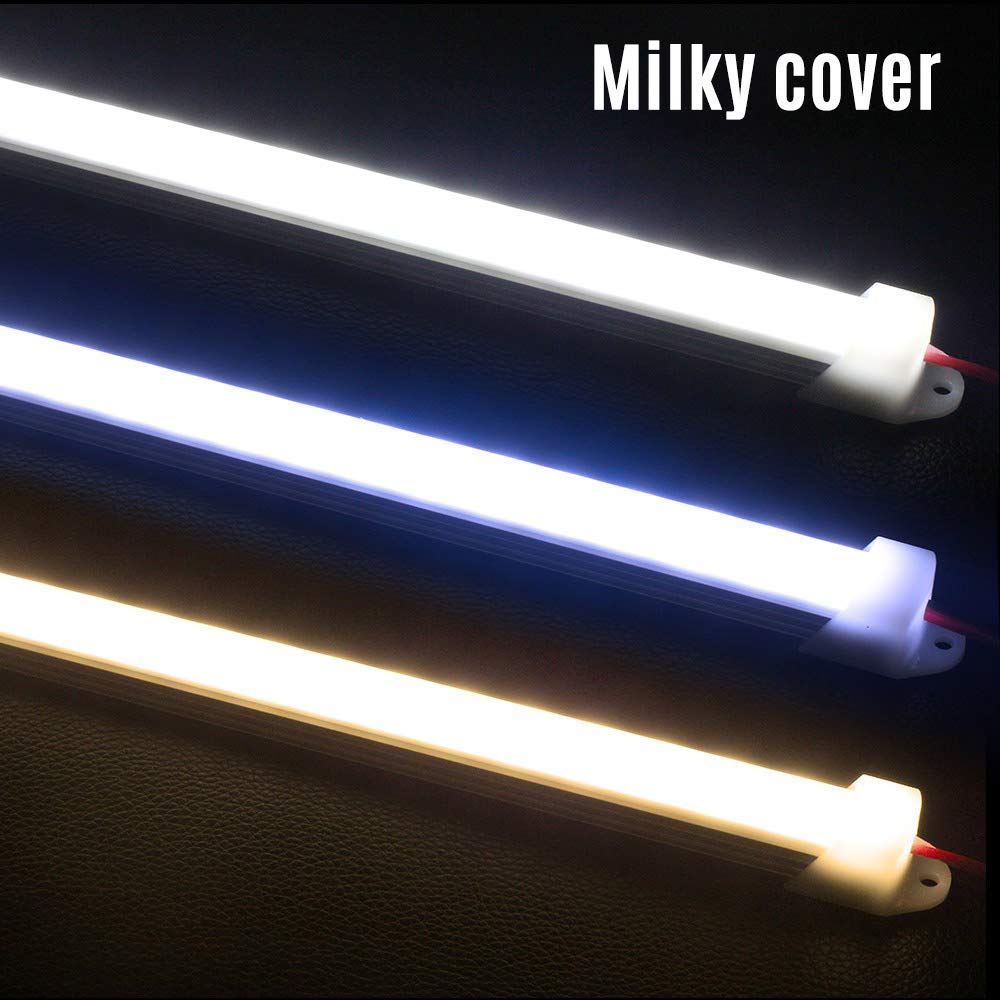 4pcs 50CM LED Bar Light 5730 5630 36LEDs Rigid LED Strip Light DC12V with PC Cover - Warm White Milky Finish for Home, Kitchen, Cabinet, and DIY Lighting Projects
