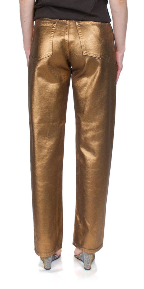 Coated Stretch Baggy Jeans for Women - High Waist Distressed Denim Pants with Copper Finish | Perfect for Casual Outfits, Streetwear & Vintage Looks