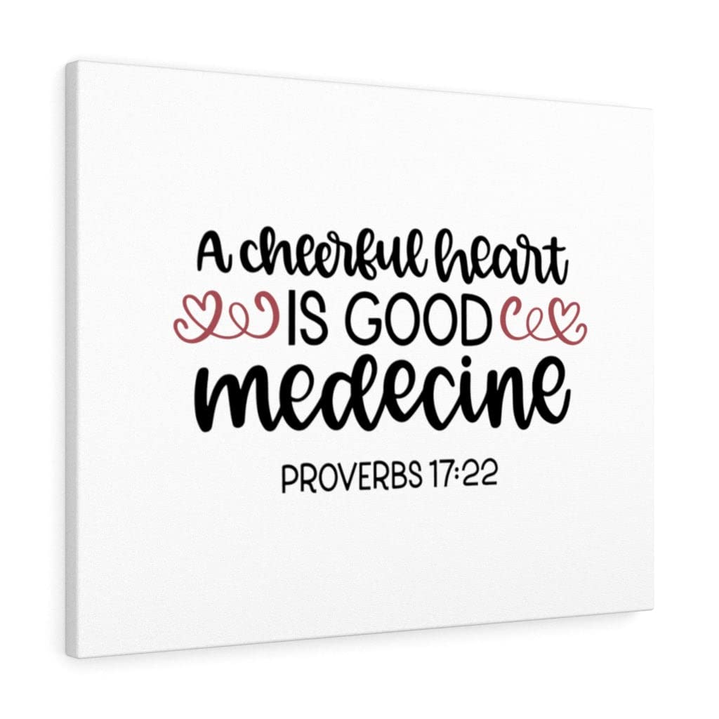 Christian Wall Art with Bible Verse Proverbs 17:22 - Inspirational Scripture Print for Home Decor, Ready to Hang - Perfect for Living Room, Bedroom & Church Gifts