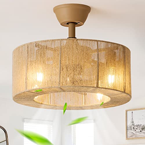 18 Inch caged boho fandelier ceiling fan with light