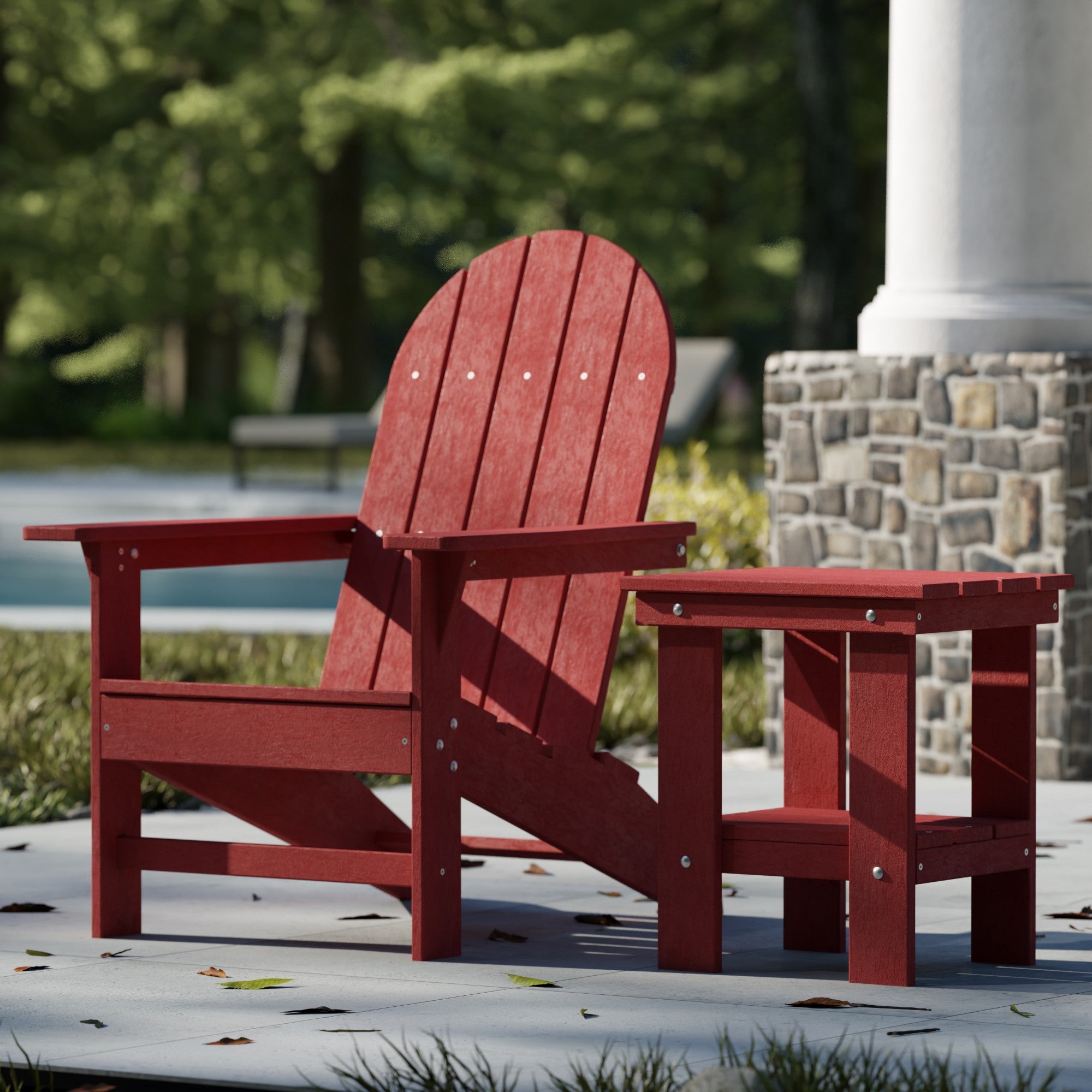 Freedom Modern Adirondack Chair & Side Table Set - Durable Outdoor Patio Furniture for Garden, Poolside, Deck, and Backyard Relaxation