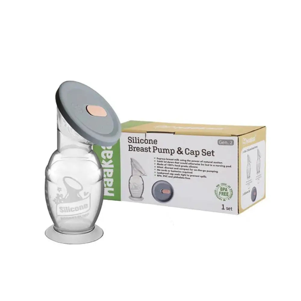 Haakaa Breast Pump and Silicone Cap Combo - 100% Silicone Manual Breast Pump for Breastfeeding Moms (150ml) - Perfect for On-the-Go Pumping, Travel, and Hands-Free Milk Collection
