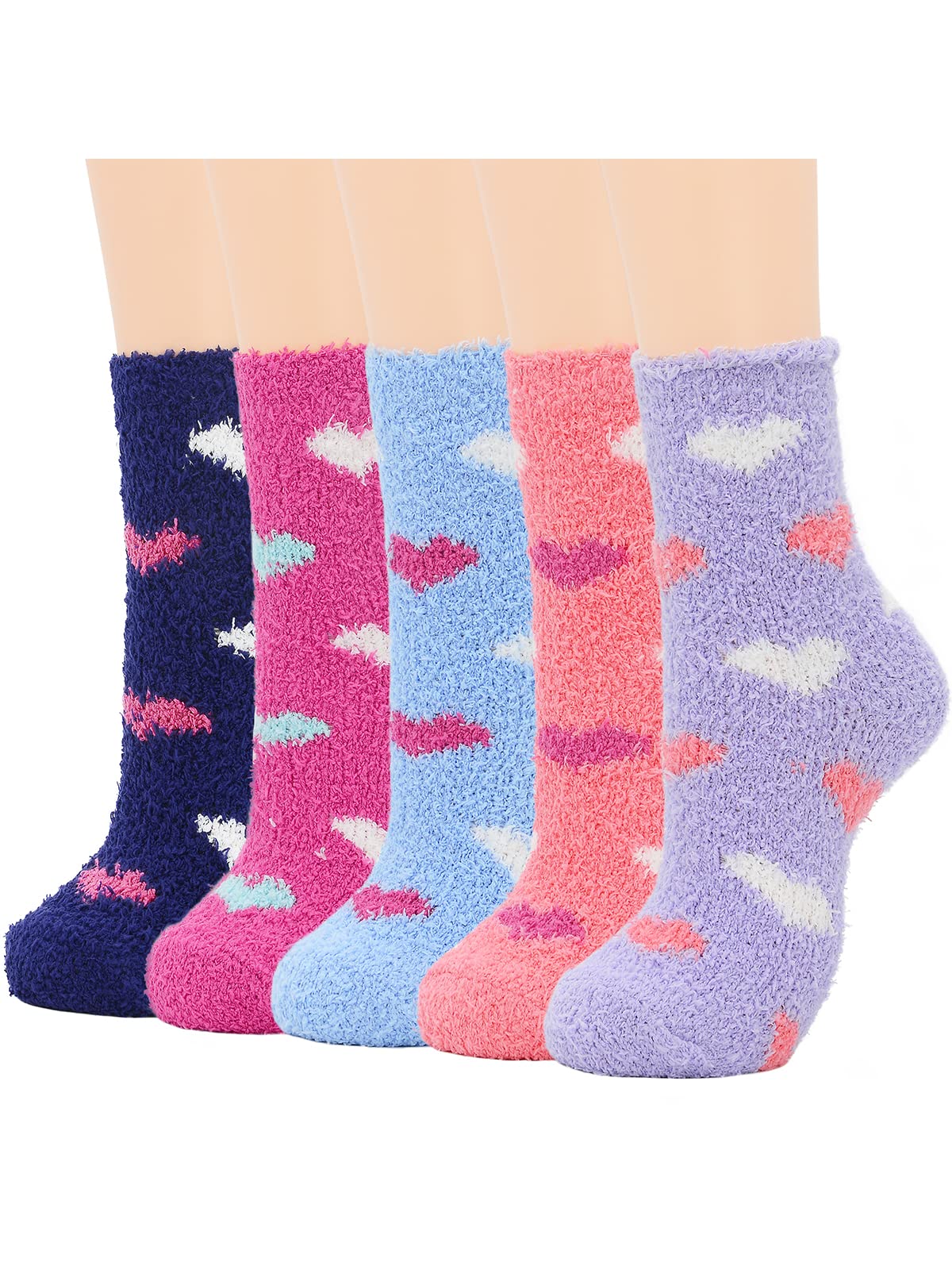 Ultra Soft Fuzzy Slipper Socks for Women - Cozy Microfiber Sleeping Socks (5/6 Pairs) - Perfect for Winter, Lounging at Home & Relaxing in Bed