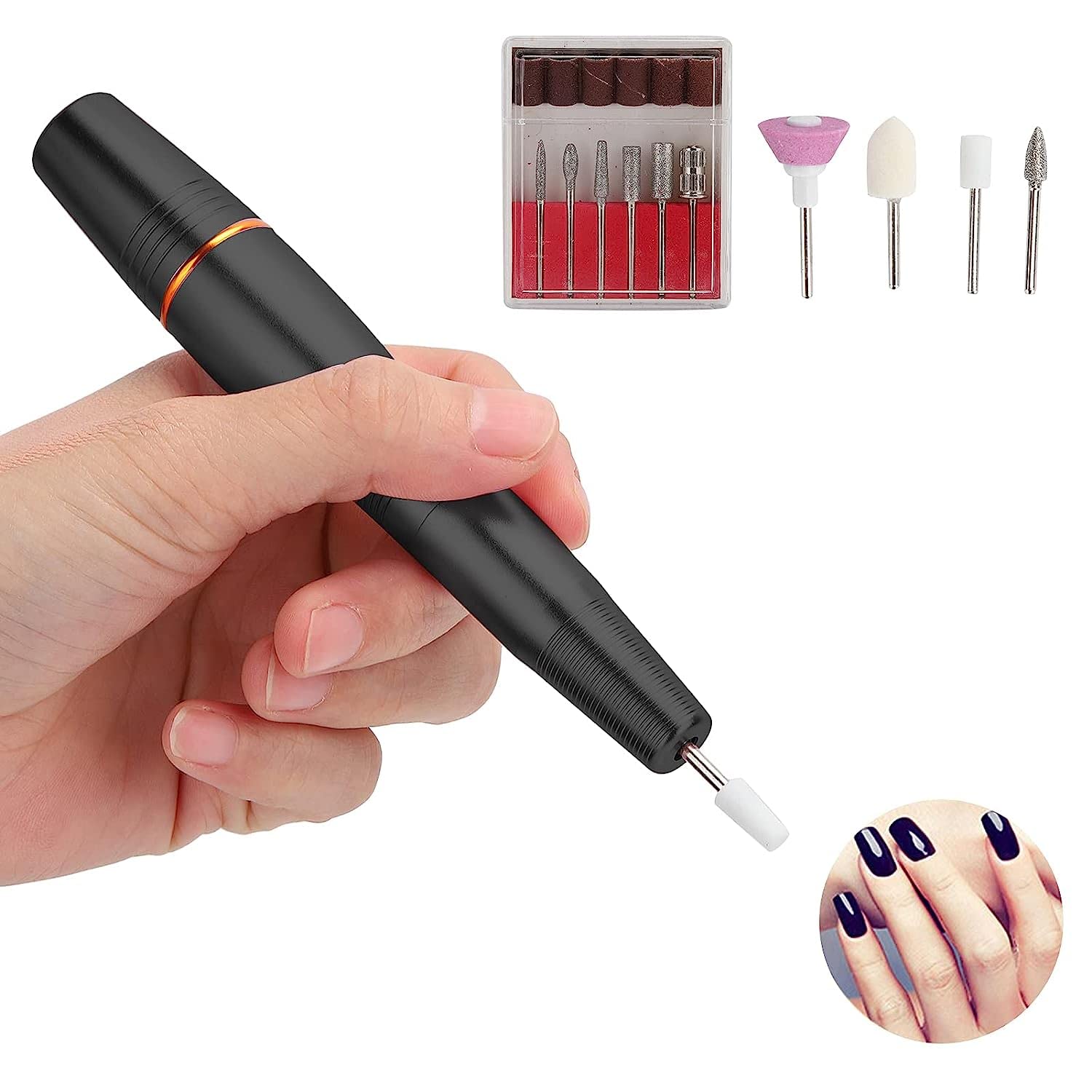 Portable Nail Drill Machine 18000 RPM for Home & Salon Use - Black