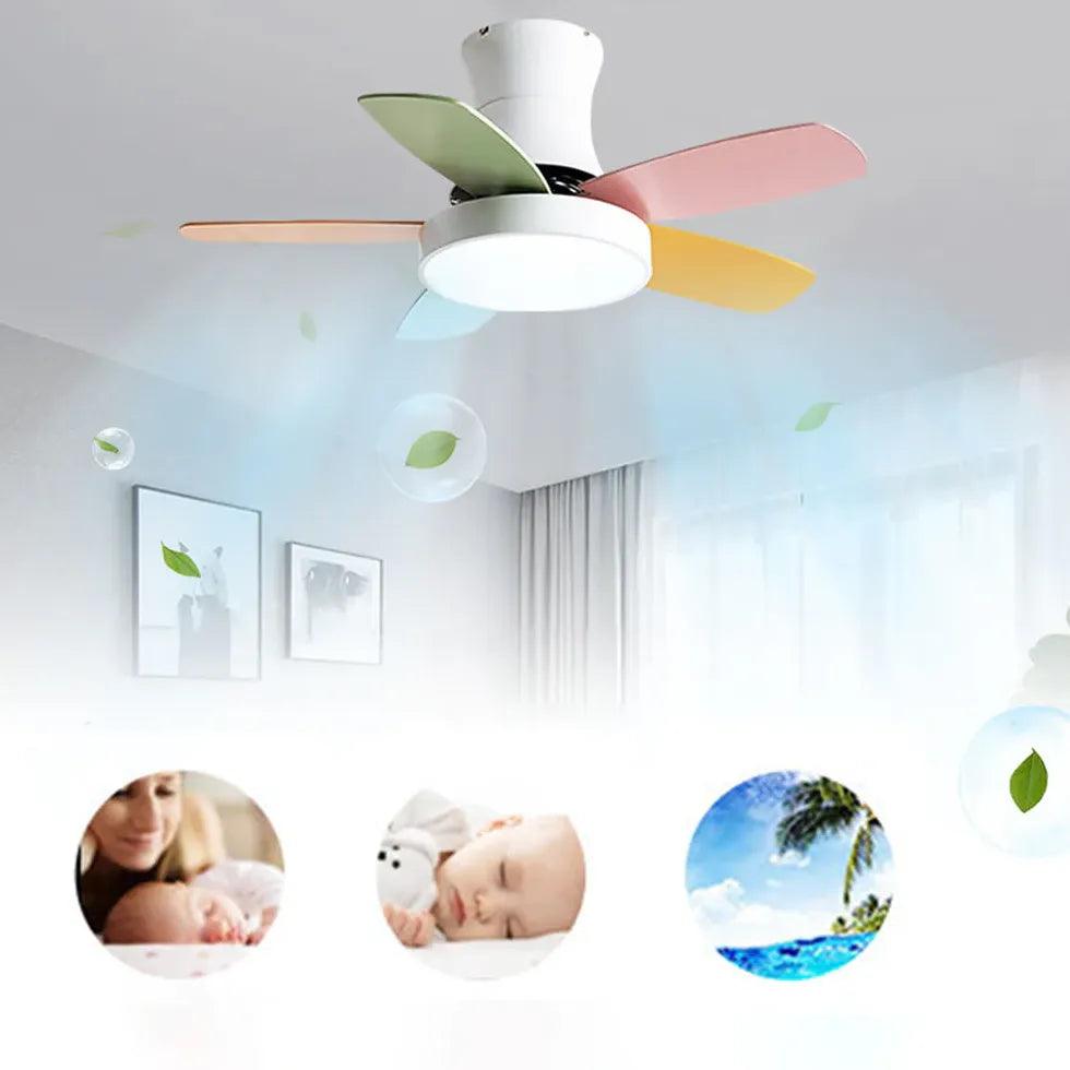 Stylish 5-Blade Multi-Color Ceiling Fan with LED Light - Perfect for Bedroom, Living Room & Home Office (Remote Control Included)