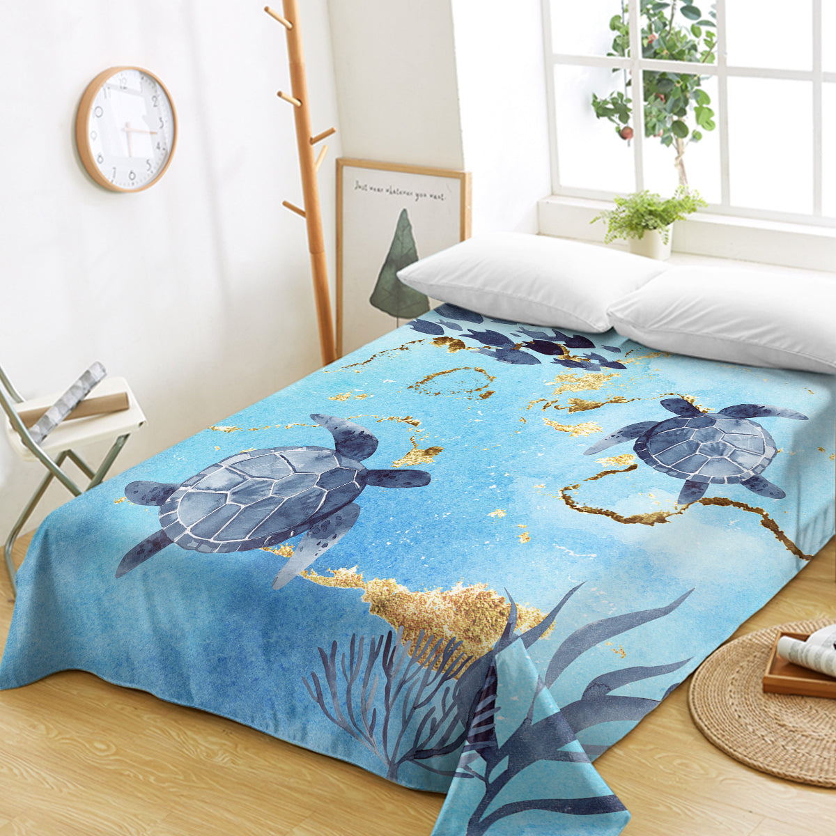 Premium Golden Sea Turtle Bay Sheet Set - Soft & Breathable Bedding for Ultimate Comfort - Perfect for Master Bedroom, Guest Room & Vacation Homes