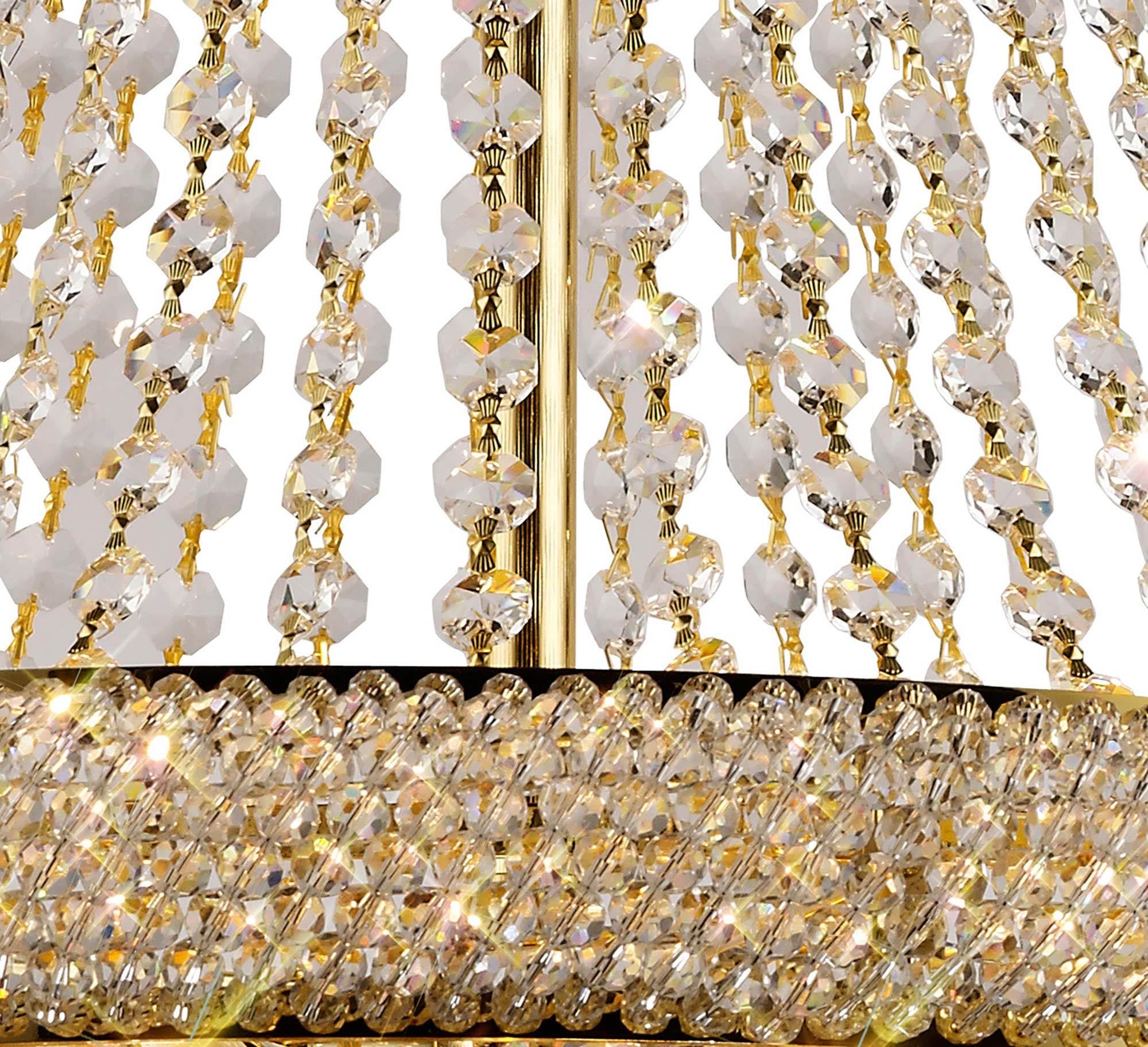 Alexandra 13-Light Crystal Chandelier with Gold Finish - Elegant Ceiling Pendant Light for Dining Room, Living Room, or Bedroom