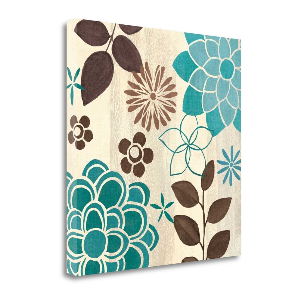 Abstract Garden Blue II By Veronique Charron - Premium Giclee Art Print on Gallery Wrapped Canvas - Modern Wall Decor for Living Room, Bedroom & Office