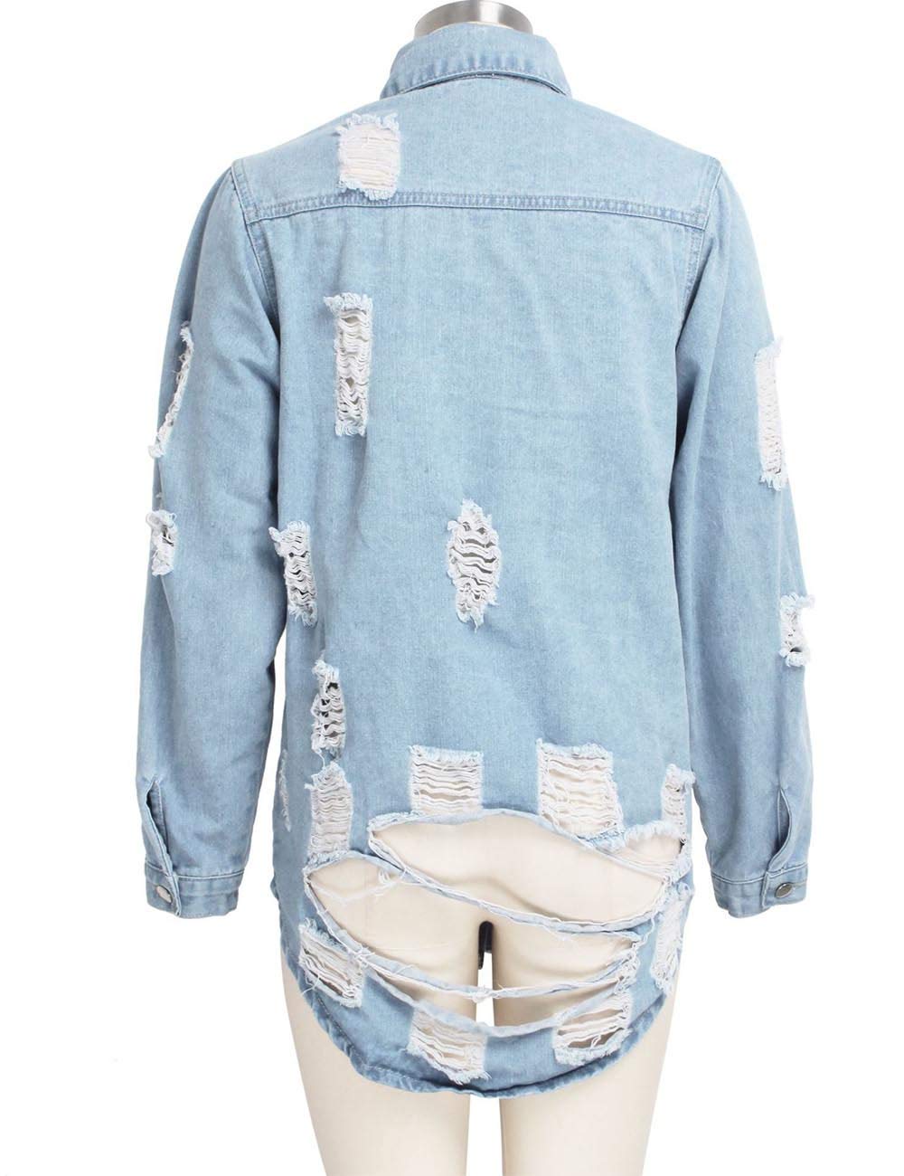 SOMTHRON Women's Distressed Denim Jacket & Ripped Jeans Set - Vintage Denim Outfit for Spring Fall - Trendy Casual Outerwear for Street Style & Date Night