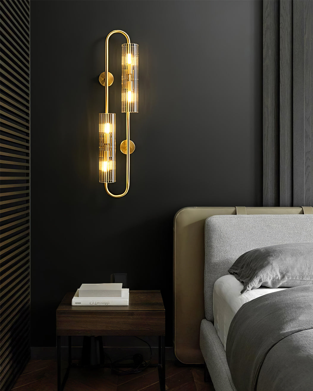 Vintage Double Brass Wall Light Fixture - Antique Style Sconce for Living Room, Bedroom & Hallway Lighting