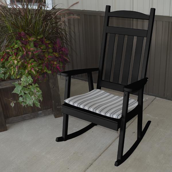 A&L Furniture Yellow Pine Classic Porch Rocker - Solid Wood Rocking Chair for Outdoor Patio, Garden, and Front Porch Relaxation | Perfect for Reading, Sunbathing & Enjoying Morning Coffee
