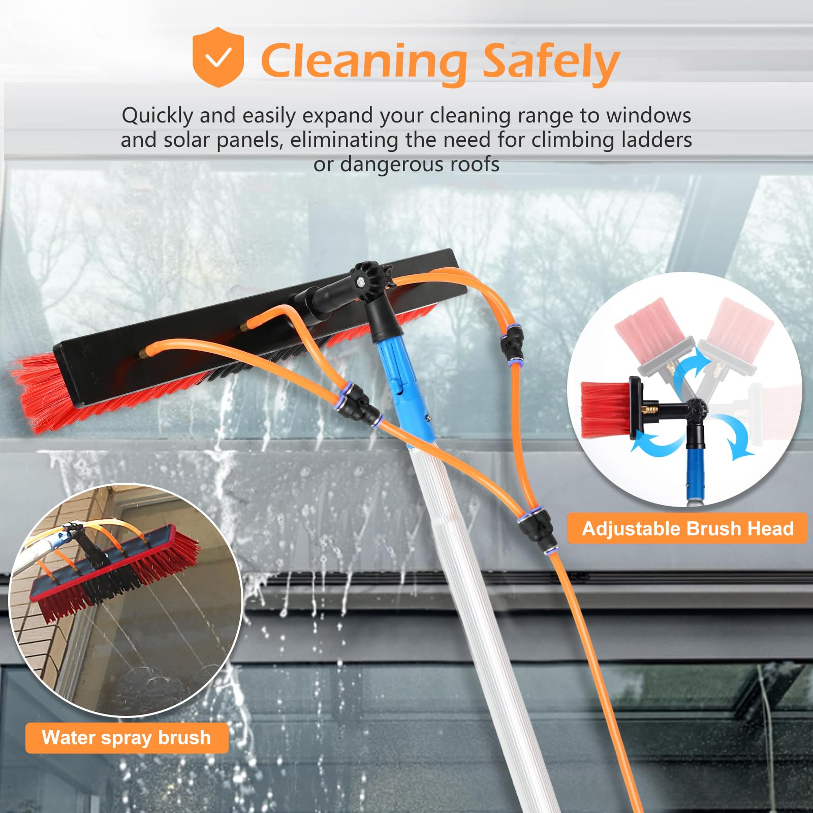32.8ft Extendable Solar Panel Cleaning Brush with Telescopic Pole - High Reach Window & Roof Cleaner Tool for Outdoor Use - Perfect for Solar Panels, Windows, House Siding, and Conservatories