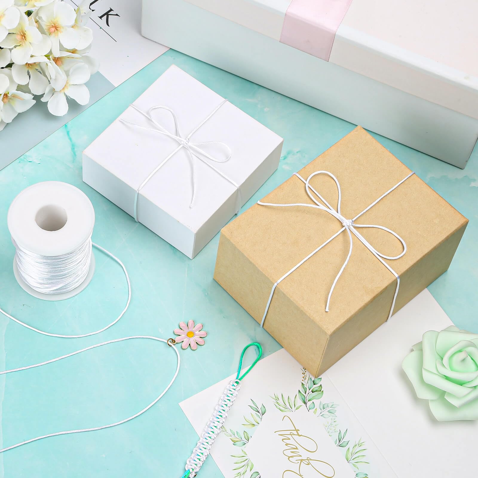 White Nylon Cord for DIY Crafts - Jewelry, Macrame & Sewing Projects