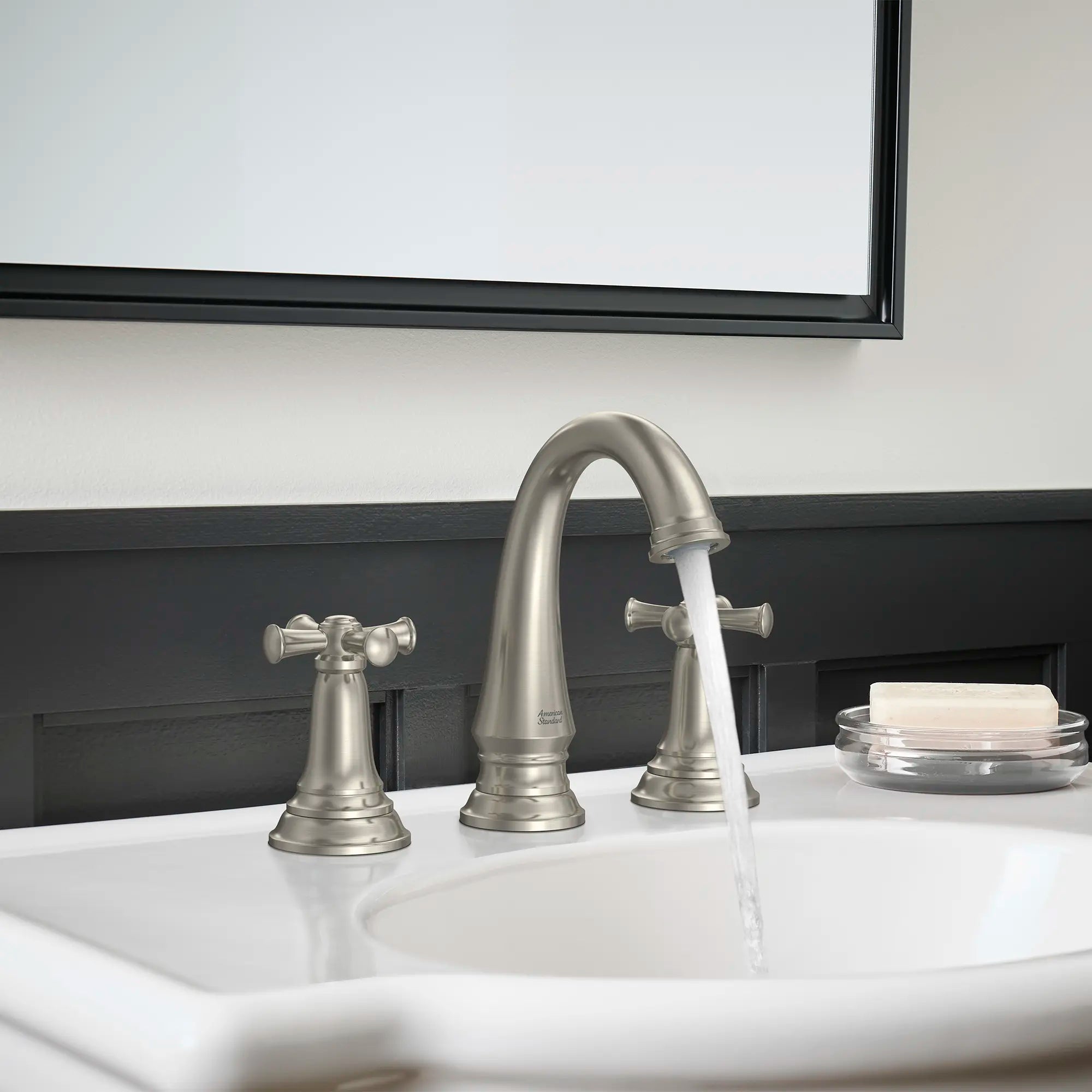 Delancey® 8 Inch Widespread 2 Handle Bathroom Faucet - 1.2 GPM/4.5 LPM Low Flow - Cross Handles - Perfect for Vanities and Powder Rooms