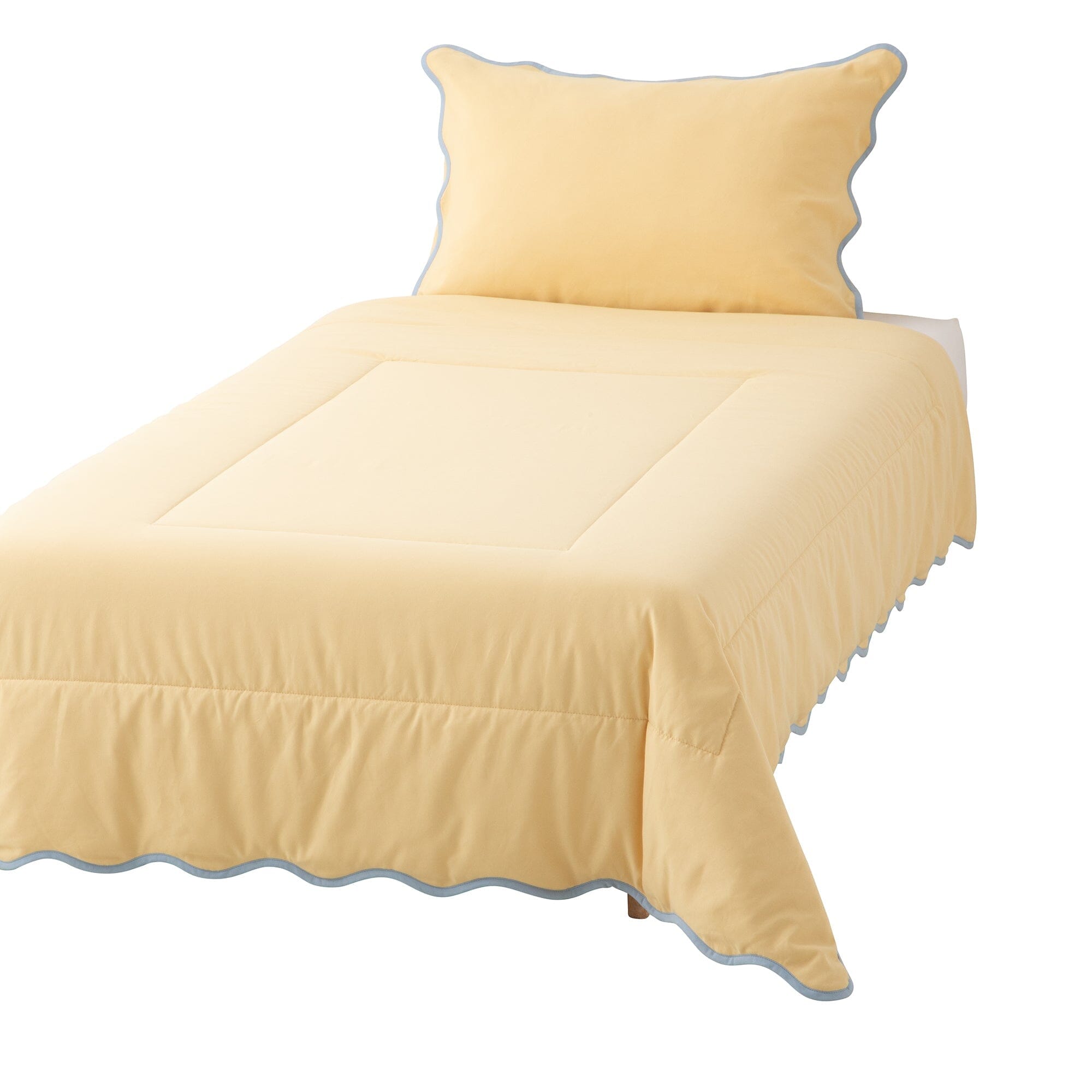 Fuwaro Cooling Quilt - Bicolor Wave Design in Yellow & Blue - Lightweight Summer Bedding for Hot Sleepers - Perfect for Bedroom, Guest Room & Dormitory