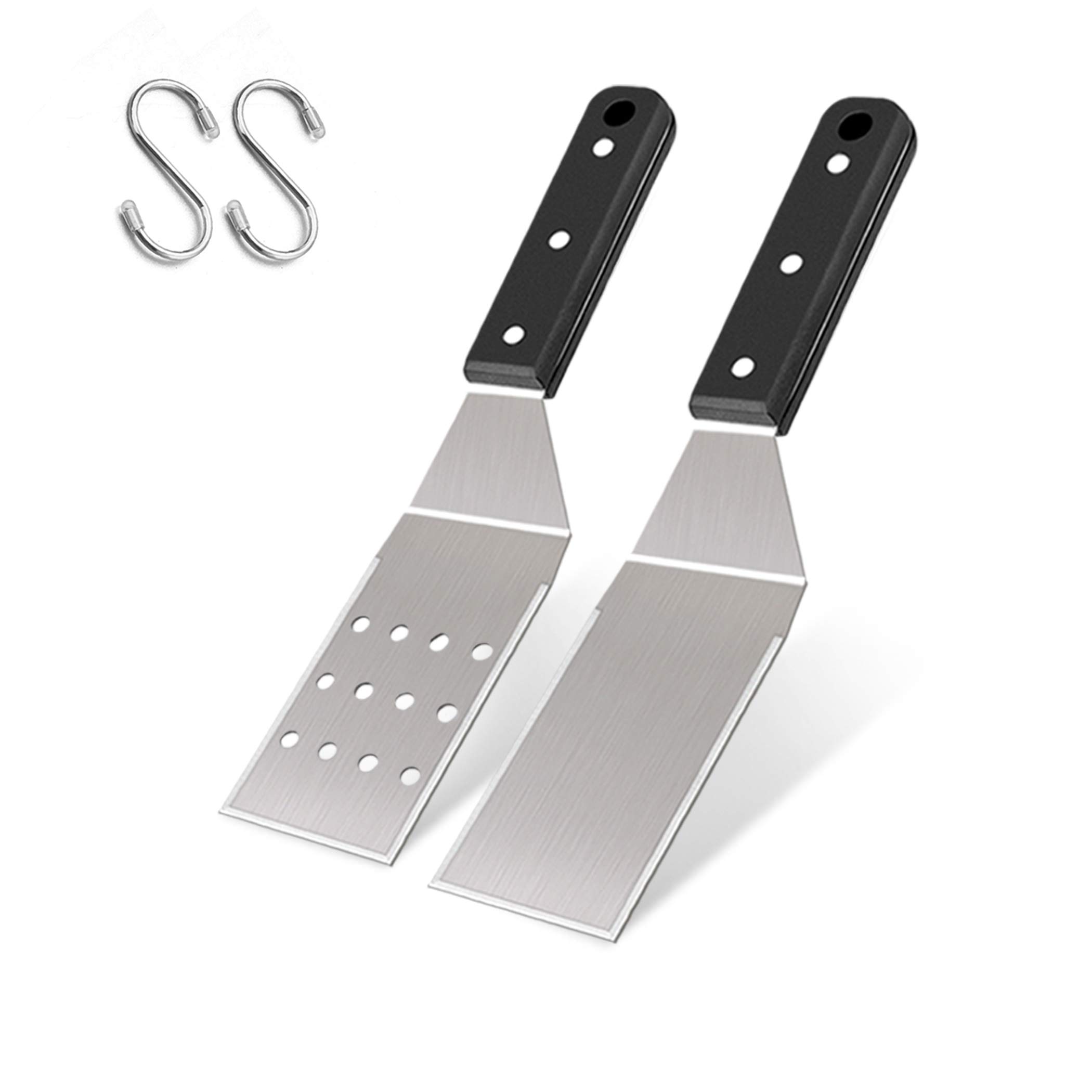 Premium Stainless Steel Griddle Spatula Set of 2 - Heavy Duty Pancake & Burger Flipper for Cast Iron, BBQ, Hibachi & Flat Top Cooking | Dishwasher Safe | Perfect for Outdoor Grilling, Camping & Home Kitchen Use
