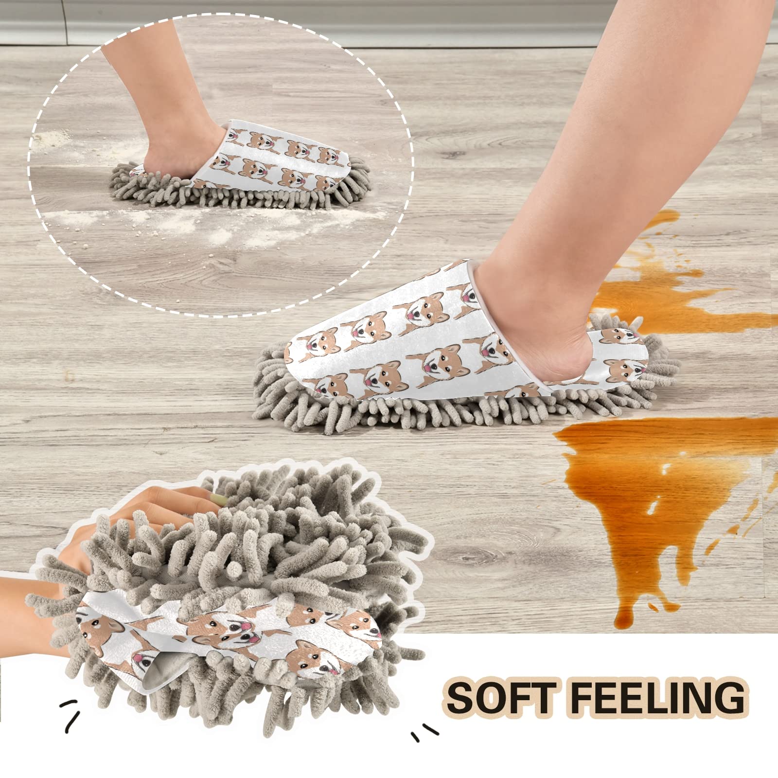 Poeticcity Unisex Mop Slippers - Microfiber Cleaning Shoes for Home & Spa, Dusting House Slippers Size M-L - Perfect for Quick Floor Cleaning & Relaxing Foot Massage