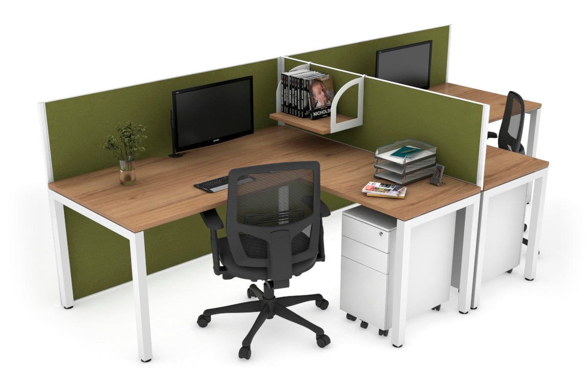 Quadro Square Legs 2-Person Corner Workstation - T-Shaped Office Desk [1400L x 1800W with Cable Management] | Perfect for Home Office & Collaborative Workspaces