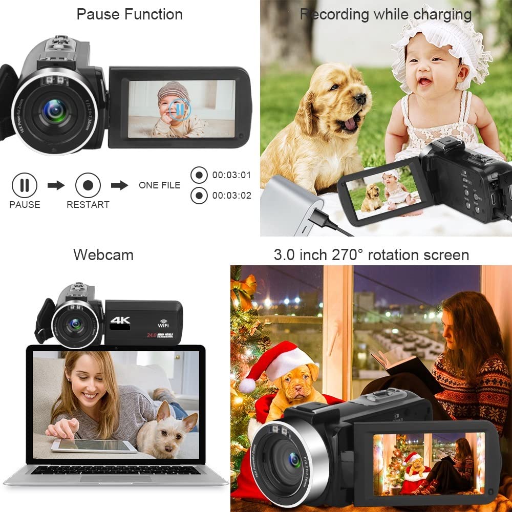 BODORME 4K 48MP Vlogging Camera with Touch Screen & Fill Light - Perfect for YouTube & Travel Vlogging