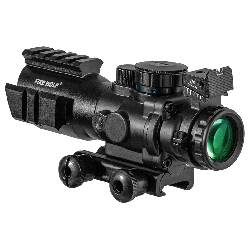 4x32 Red Dot Riflescope with Top Weaver Rail & 20mm Dovetail - Tactical Optics Scope for Hunting, Rifle, Airsoft | Perfect for Outdoor Shooting & Target Practice