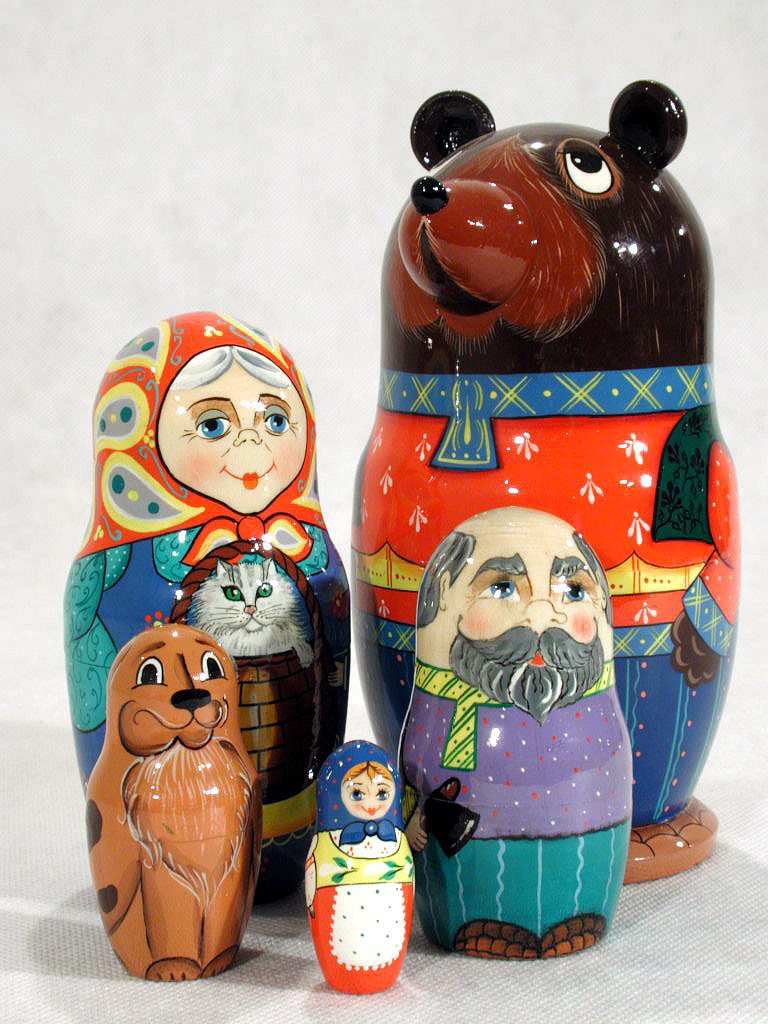 Golden Cockerel Masha and The Bear Russian Nesting Dolls 5-Piece Set (6 Inches) - Perfect for Kids' Room Decor, Collectibles & Russian Culture Gifts